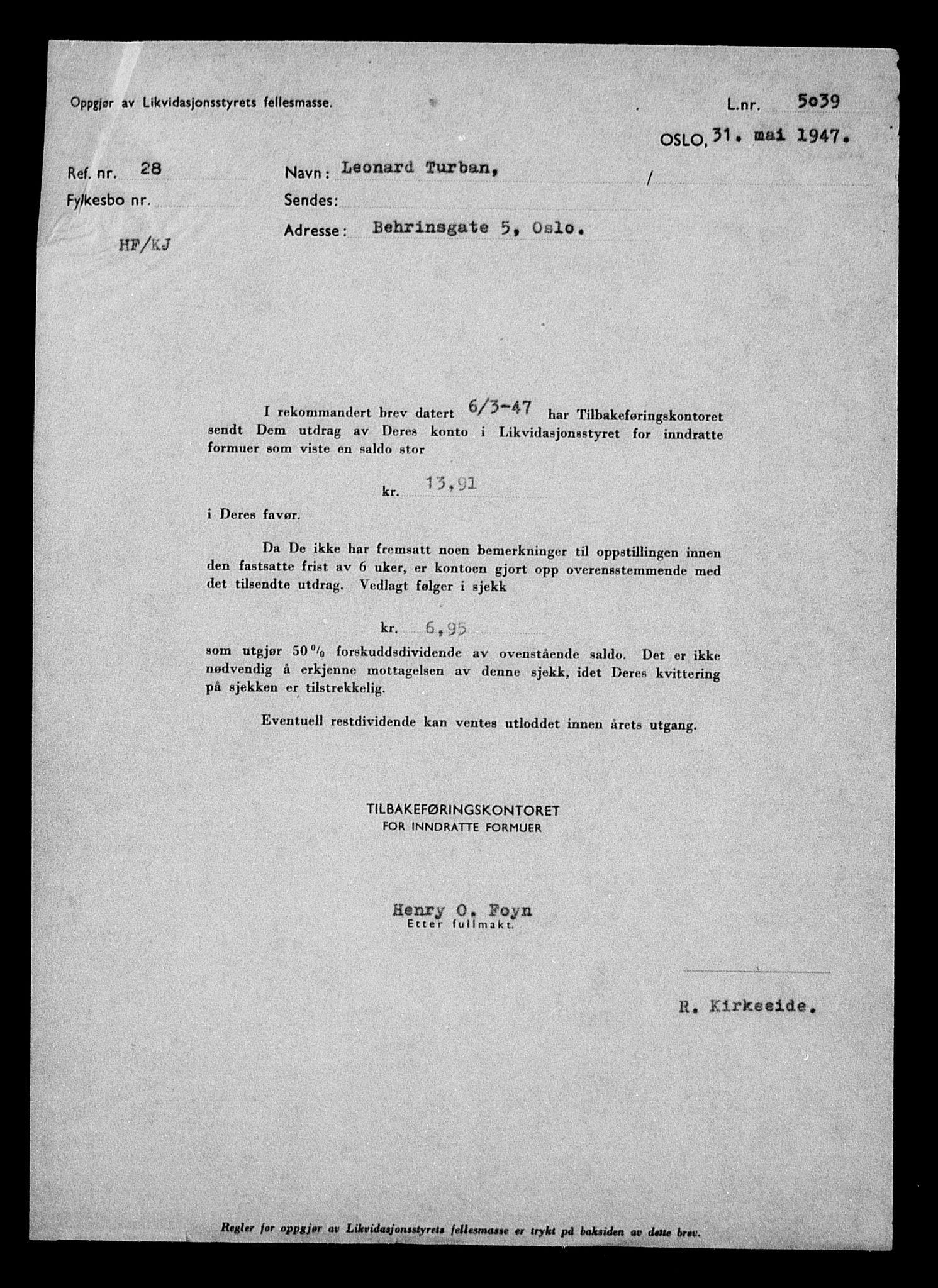 Justisdepartementet, Tilbakeføringskontoret for inndratte formuer, AV/RA-S-1564/H/Hc/Hcc/L0984: --, 1945-1947, p. 600