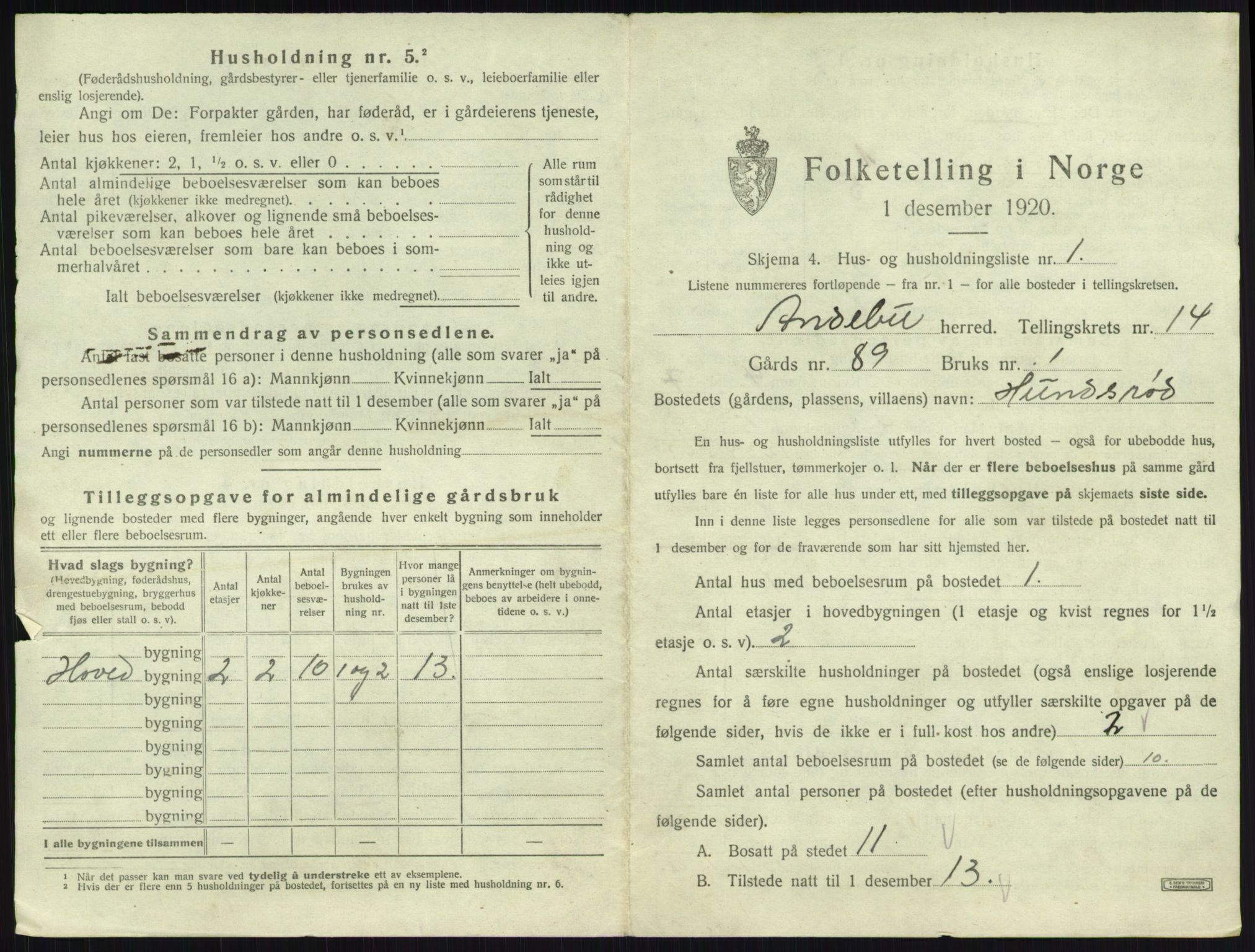 SAKO, 1920 census for Andebu, 1920, p. 784