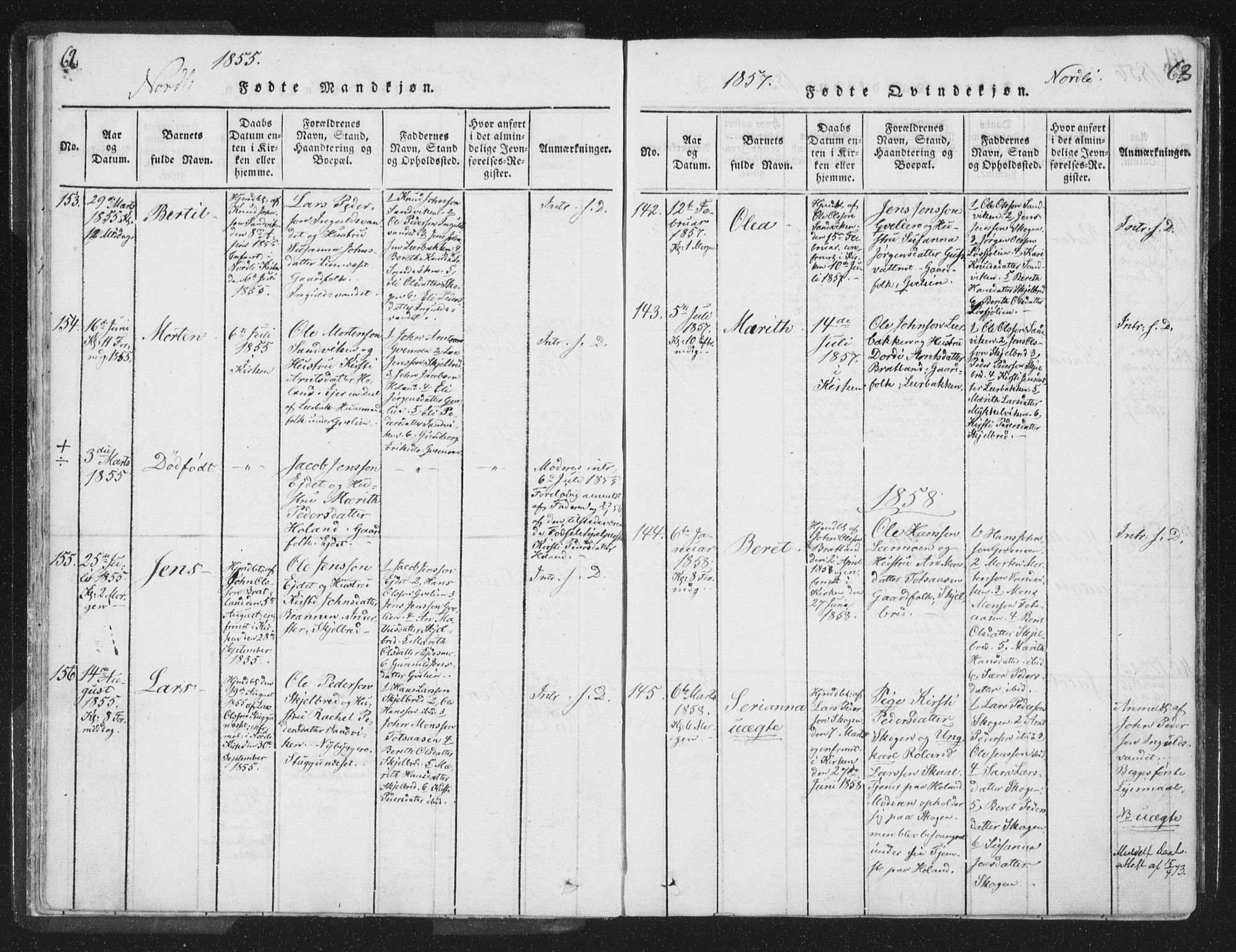 Ministerialprotokoller, klokkerbøker og fødselsregistre - Nord-Trøndelag, SAT/A-1458/755/L0491: Parish register (official) no. 755A01 /1, 1817-1864, p. 62-63