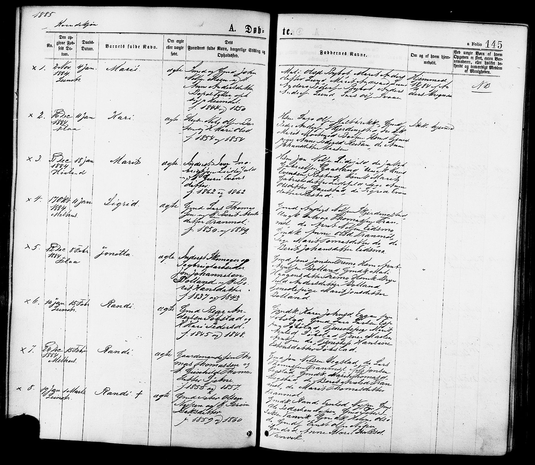 Ministerialprotokoller, klokkerbøker og fødselsregistre - Sør-Trøndelag, AV/SAT-A-1456/691/L1079: Parish register (official) no. 691A11, 1873-1886, p. 145