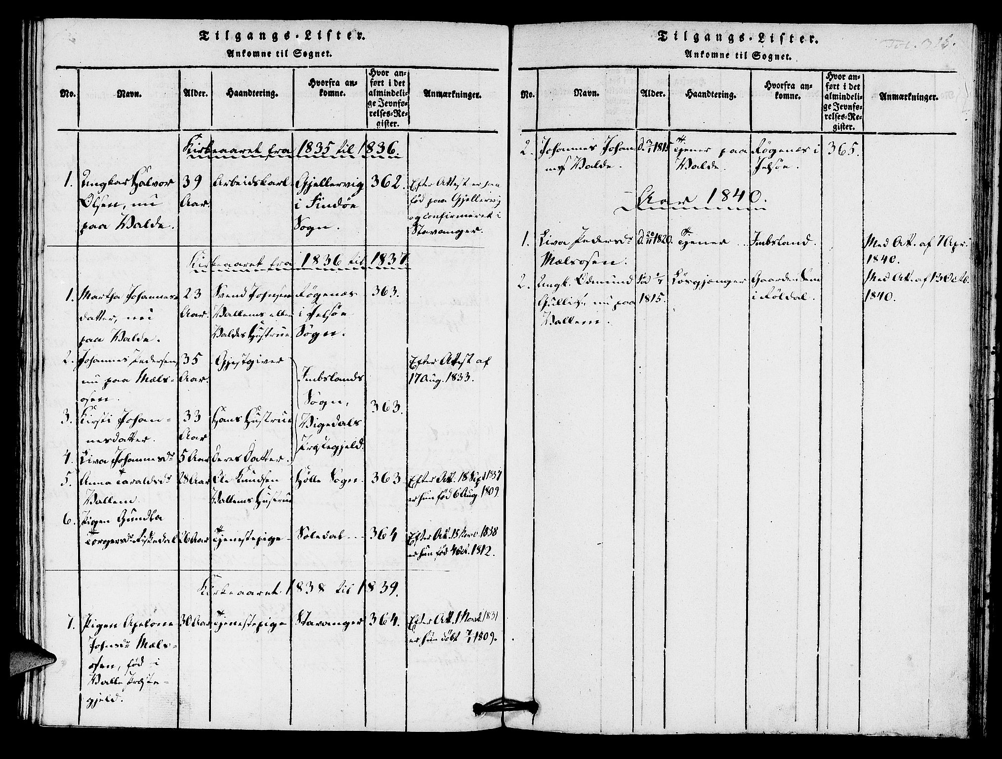 Hjelmeland sokneprestkontor, AV/SAST-A-101843/01/IV/L0005: Parish register (official) no. A 5, 1816-1841, p. 316