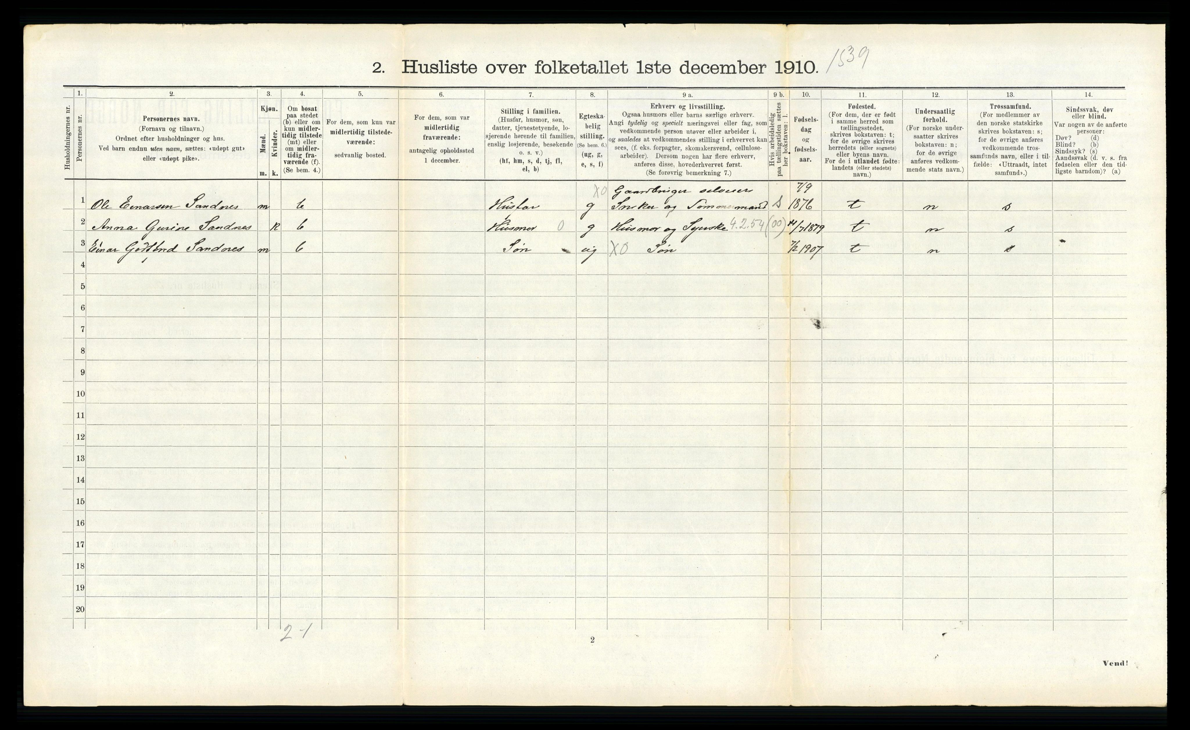 RA, 1910 census for Snåsa, 1910, p. 643