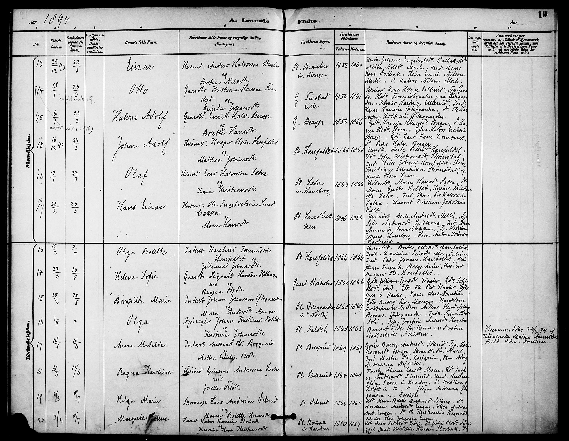 Aurskog prestekontor Kirkebøker, AV/SAO-A-10304a/F/Fa/L0009: Parish register (official) no. I 9, 1891-1898, p. 19