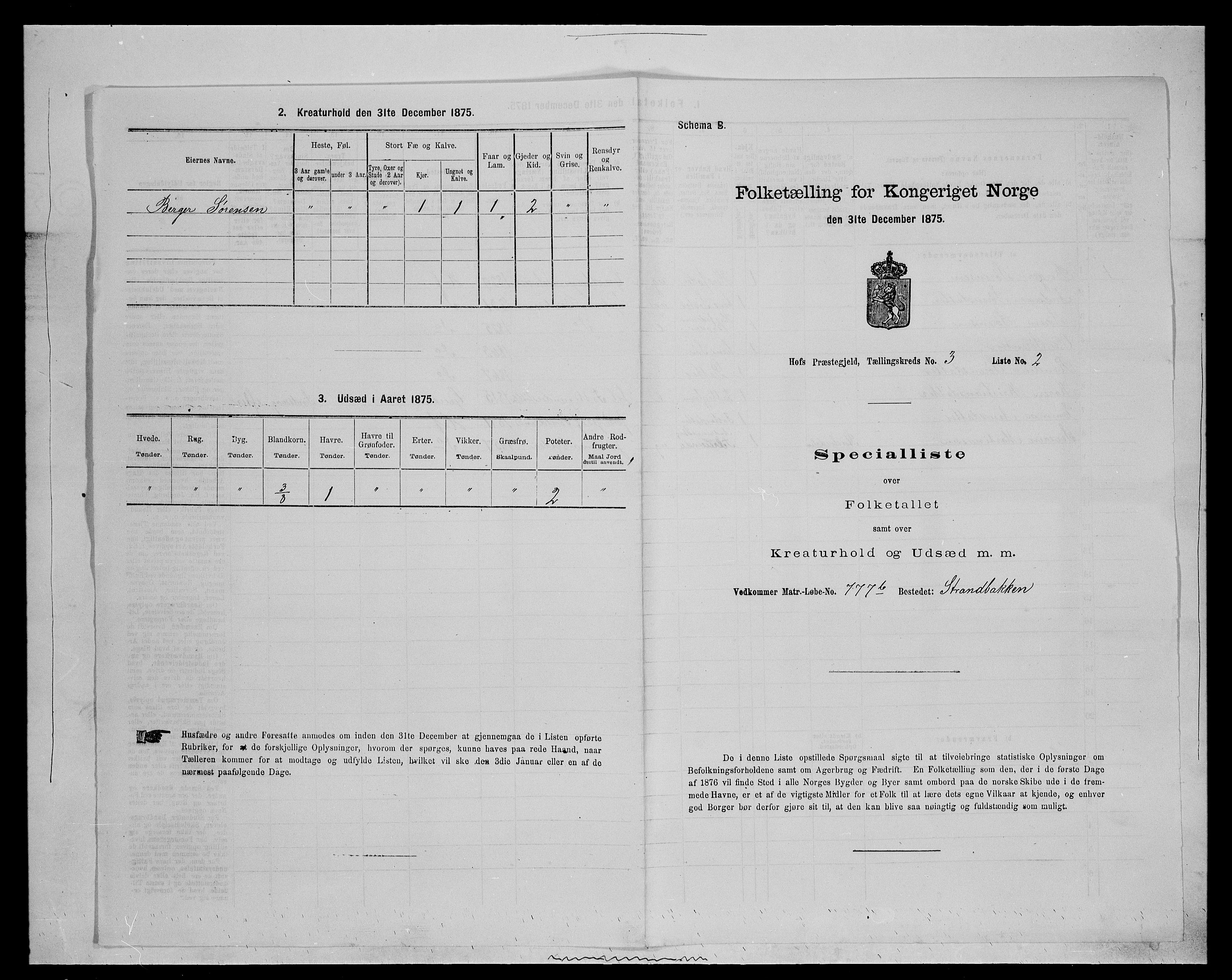 SAH, 1875 census for 0424P Hof, 1875, p. 485