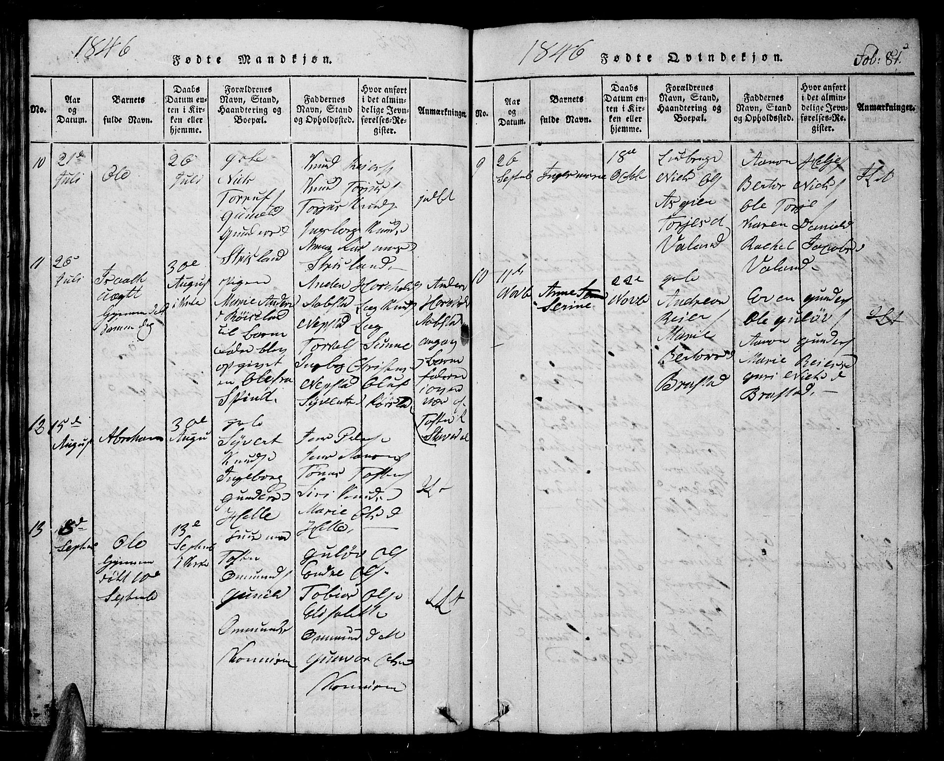 Nord-Audnedal sokneprestkontor, AV/SAK-1111-0032/F/Fb/Fba/L0001: Parish register (copy) no. B 1, 1815-1856, p. 81