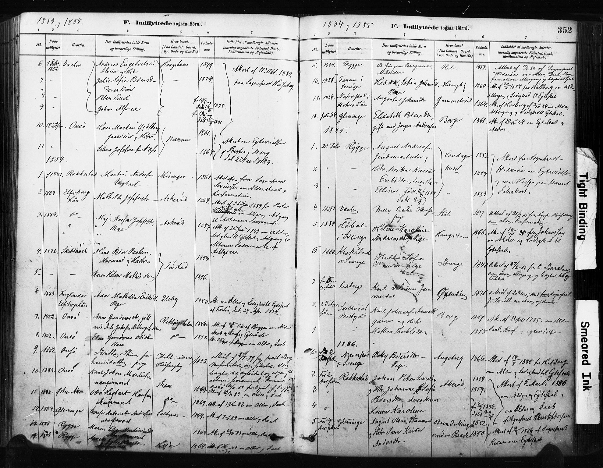 Råde prestekontor kirkebøker, SAO/A-2009/F/Fa/L0007: Parish register (official) no. 7, 1878-1902, p. 352