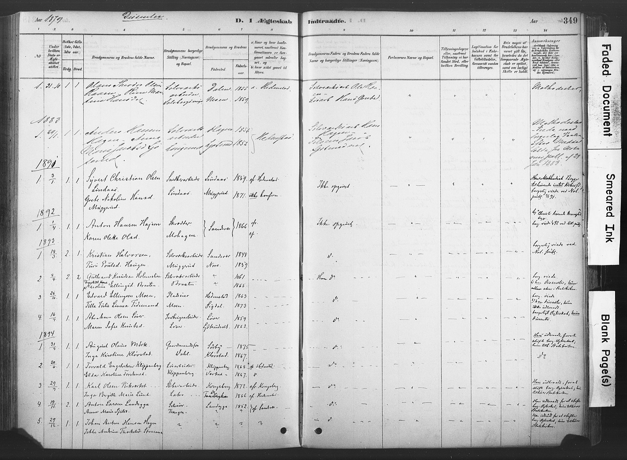 Sandsvær kirkebøker, SAKO/A-244/F/Fd/L0001: Parish register (official) no. IV 1, 1878-1906, p. 349