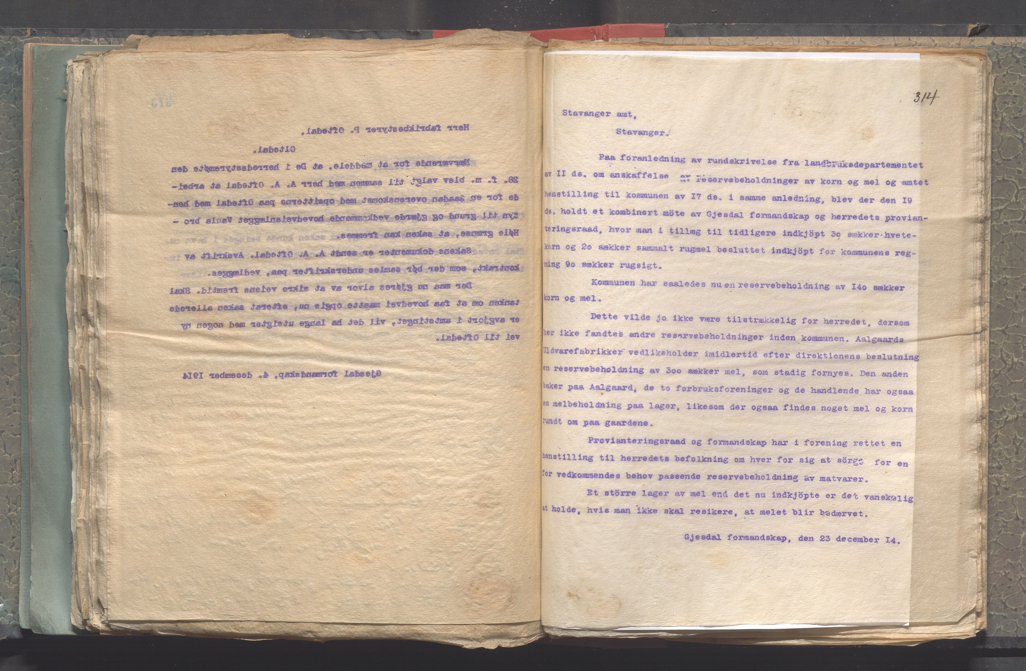 Gjesdal kommune - Formannskapet, IKAR/K-101383/B/Ba/L0003: Kopibok, 1911-1916, p. 314