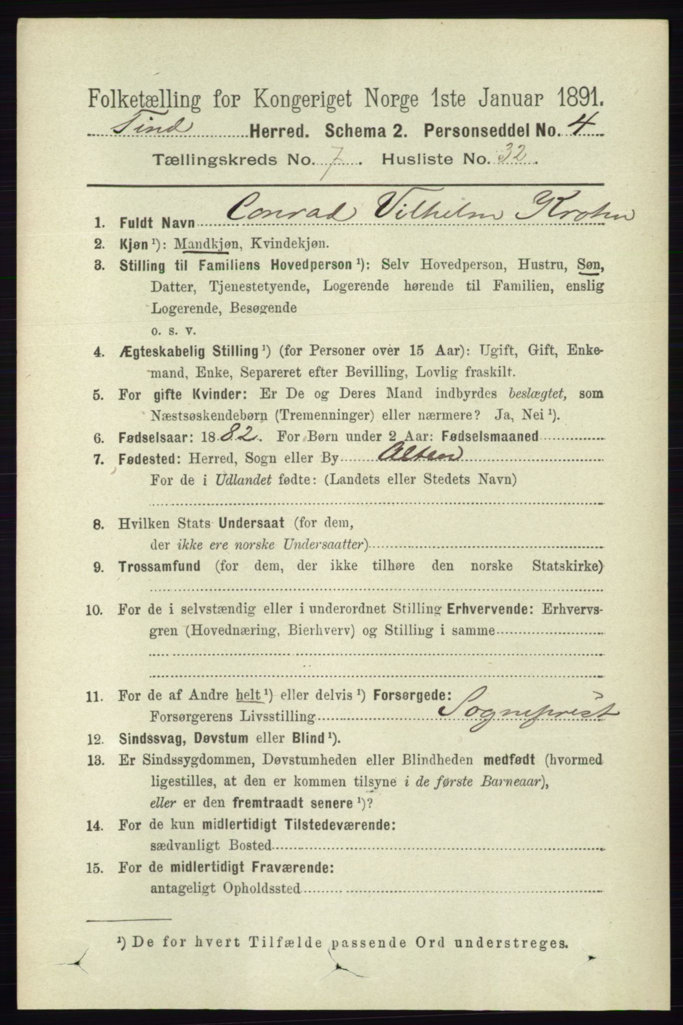 RA, 1891 census for 0826 Tinn, 1891, p. 1592