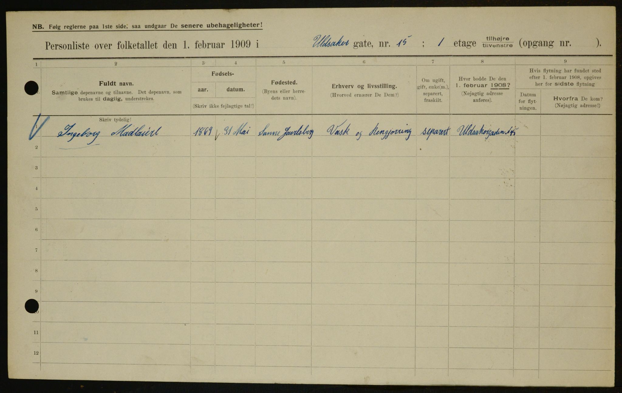 OBA, Municipal Census 1909 for Kristiania, 1909, p. 107725