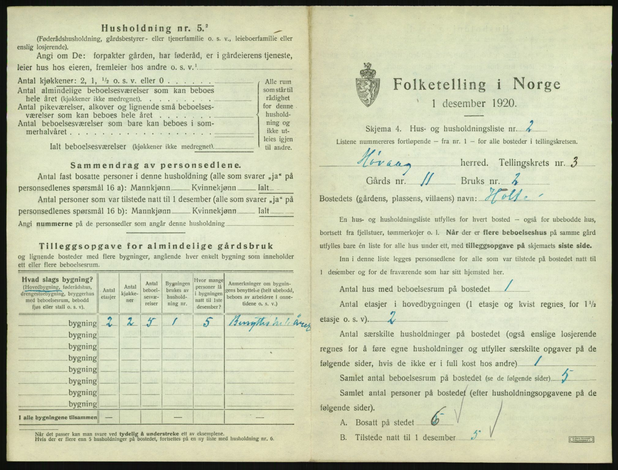 SAK, 1920 census for Høvåg, 1920, p. 168