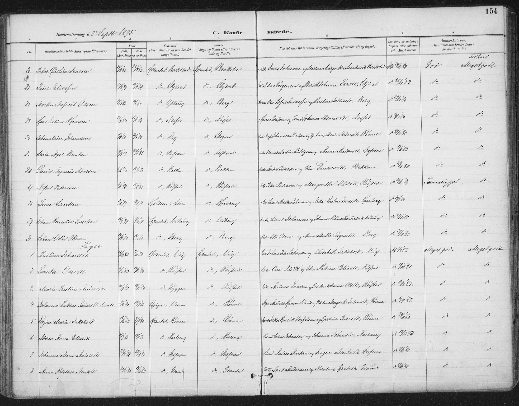 Ministerialprotokoller, klokkerbøker og fødselsregistre - Sør-Trøndelag, AV/SAT-A-1456/659/L0743: Parish register (official) no. 659A13, 1893-1910, p. 154