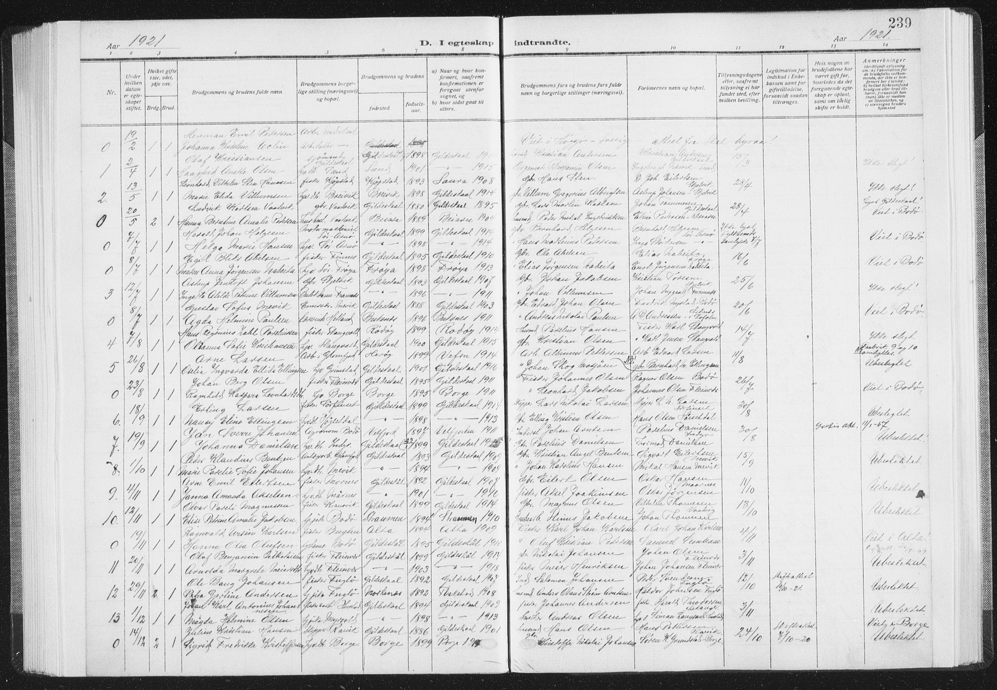 Ministerialprotokoller, klokkerbøker og fødselsregistre - Nordland, AV/SAT-A-1459/805/L0104: Parish register (official) no. 805A09, 1909-1926, p. 239