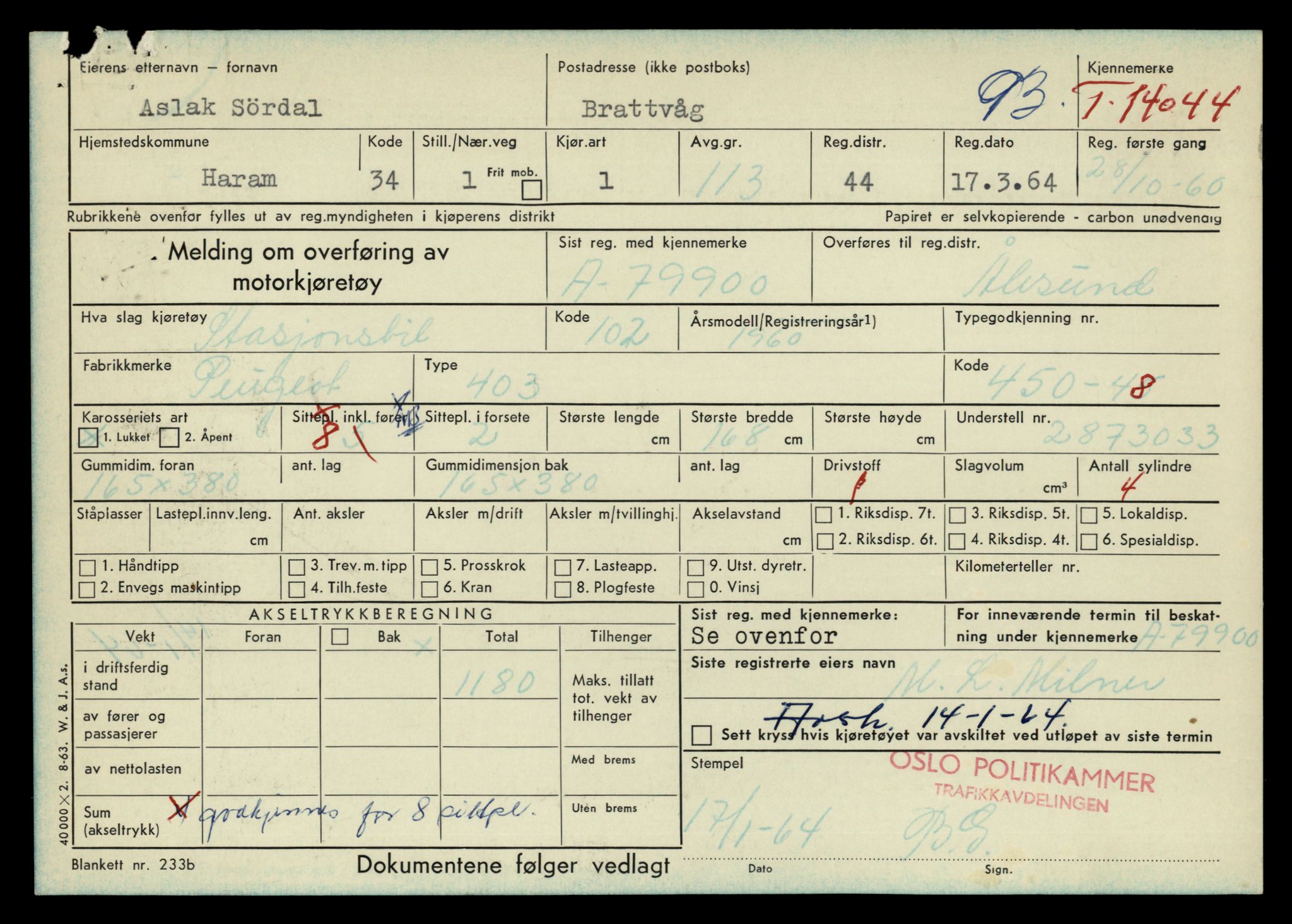 Møre og Romsdal vegkontor - Ålesund trafikkstasjon, AV/SAT-A-4099/F/Fe/L0042: Registreringskort for kjøretøy T 13906 - T 14079, 1927-1998, p. 2329
