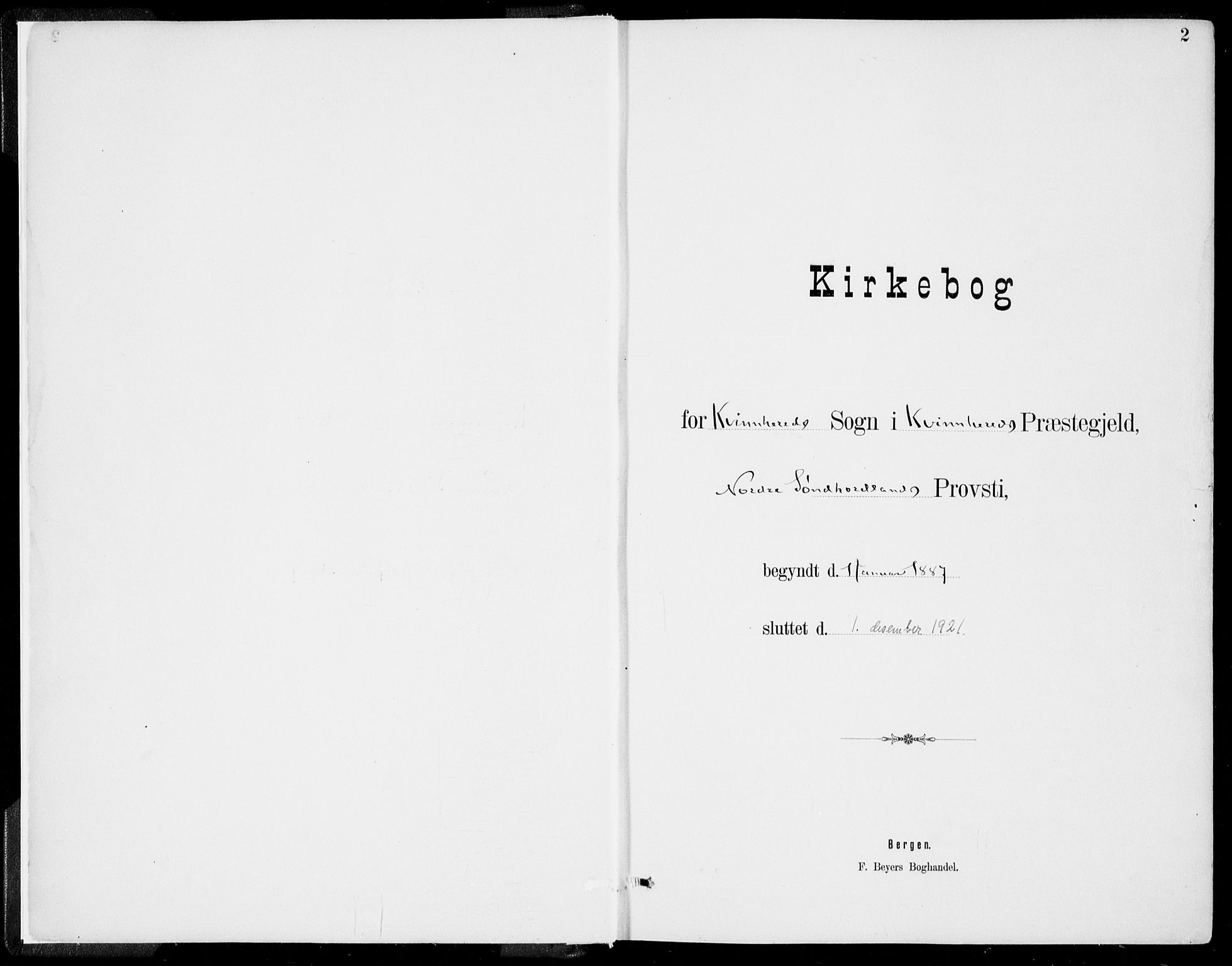 Kvinnherad sokneprestembete, SAB/A-76401/H/Haa: Parish register (official) no. B  1, 1887-1921, p. 2