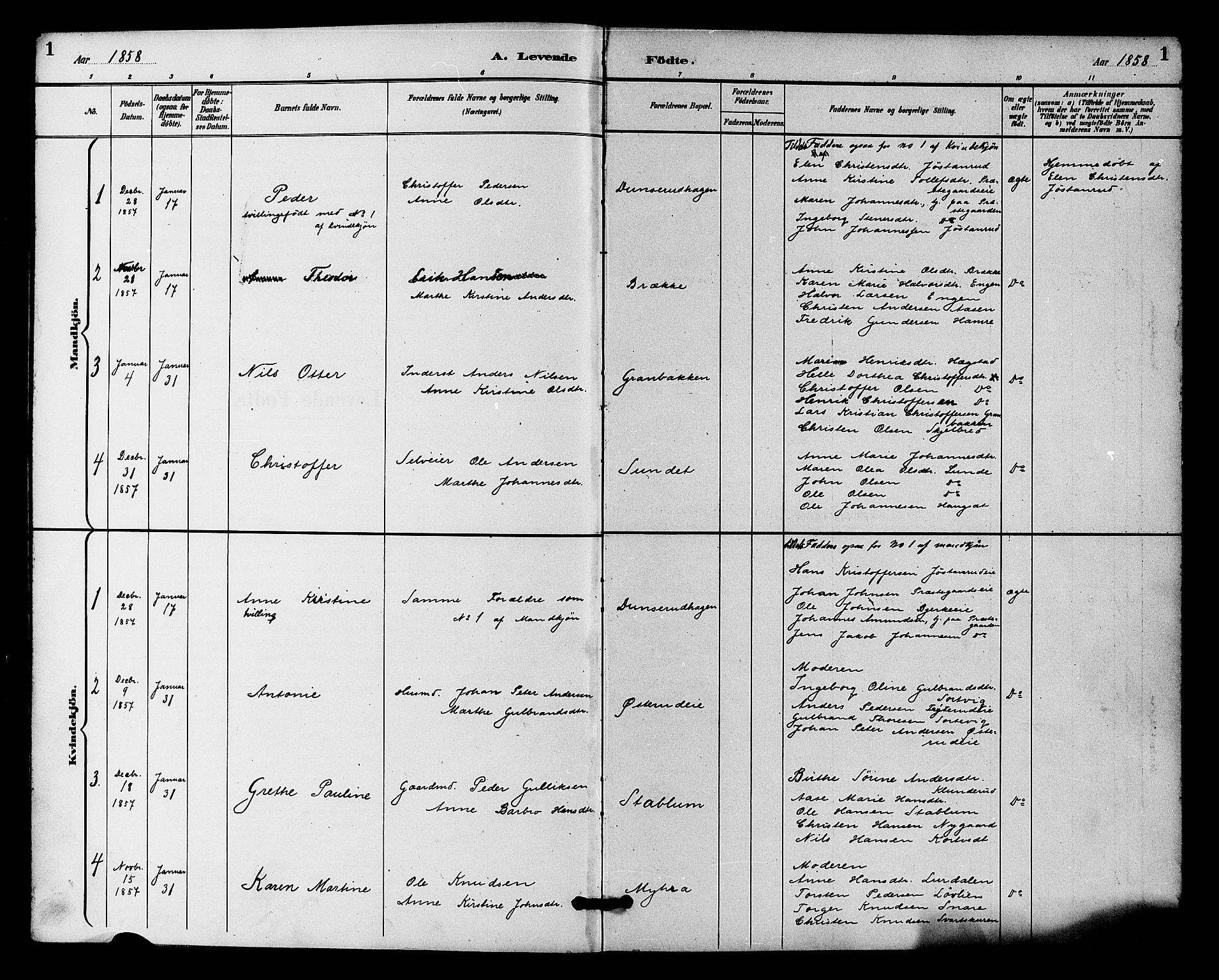 Fiskum kirkebøker, AV/SAKO-A-15/F/Fa/L0001: Parish register (official) no. 1, 1858-1877, p. 1