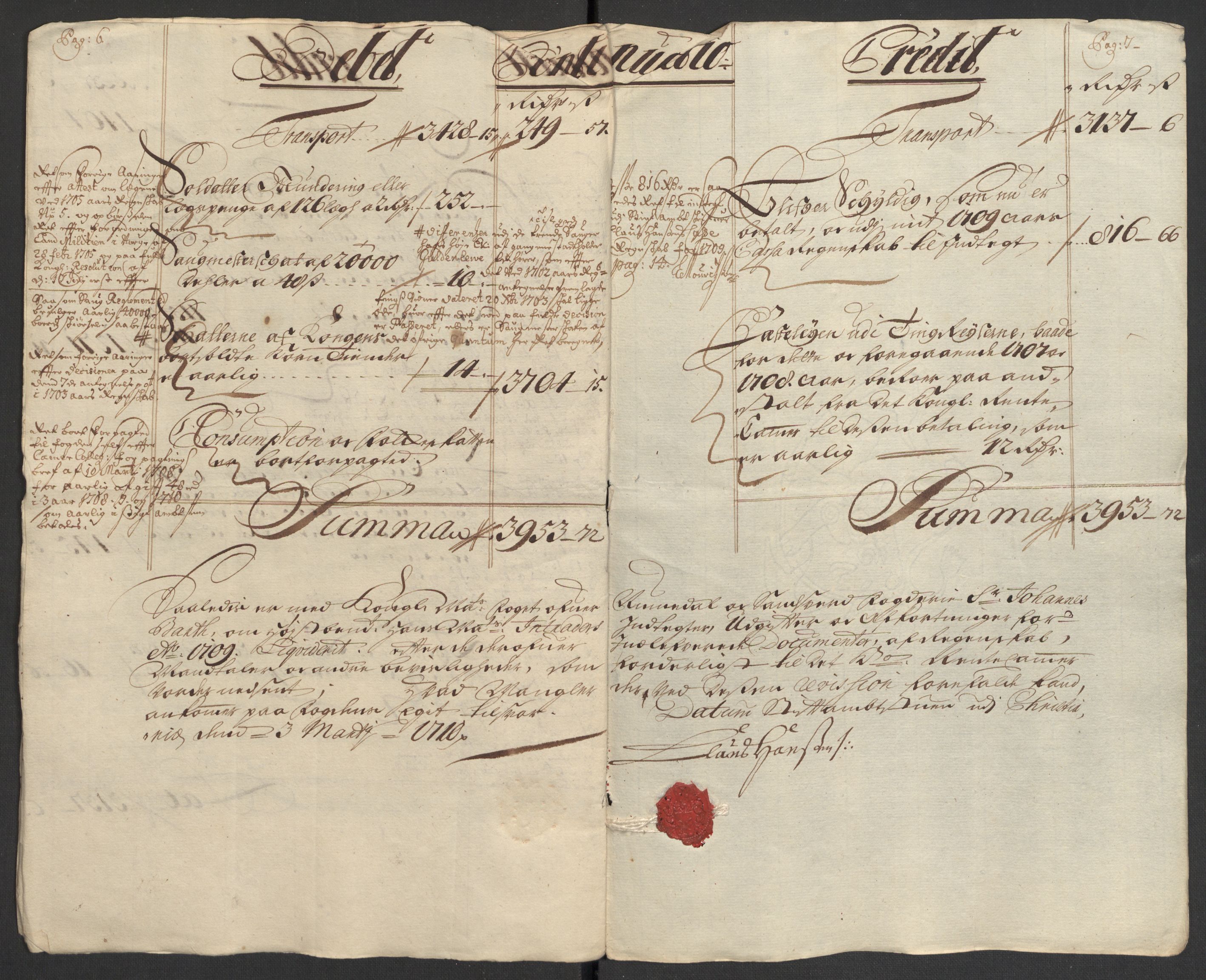 Rentekammeret inntil 1814, Reviderte regnskaper, Fogderegnskap, RA/EA-4092/R24/L1585: Fogderegnskap Numedal og Sandsvær, 1709-1710, p. 12