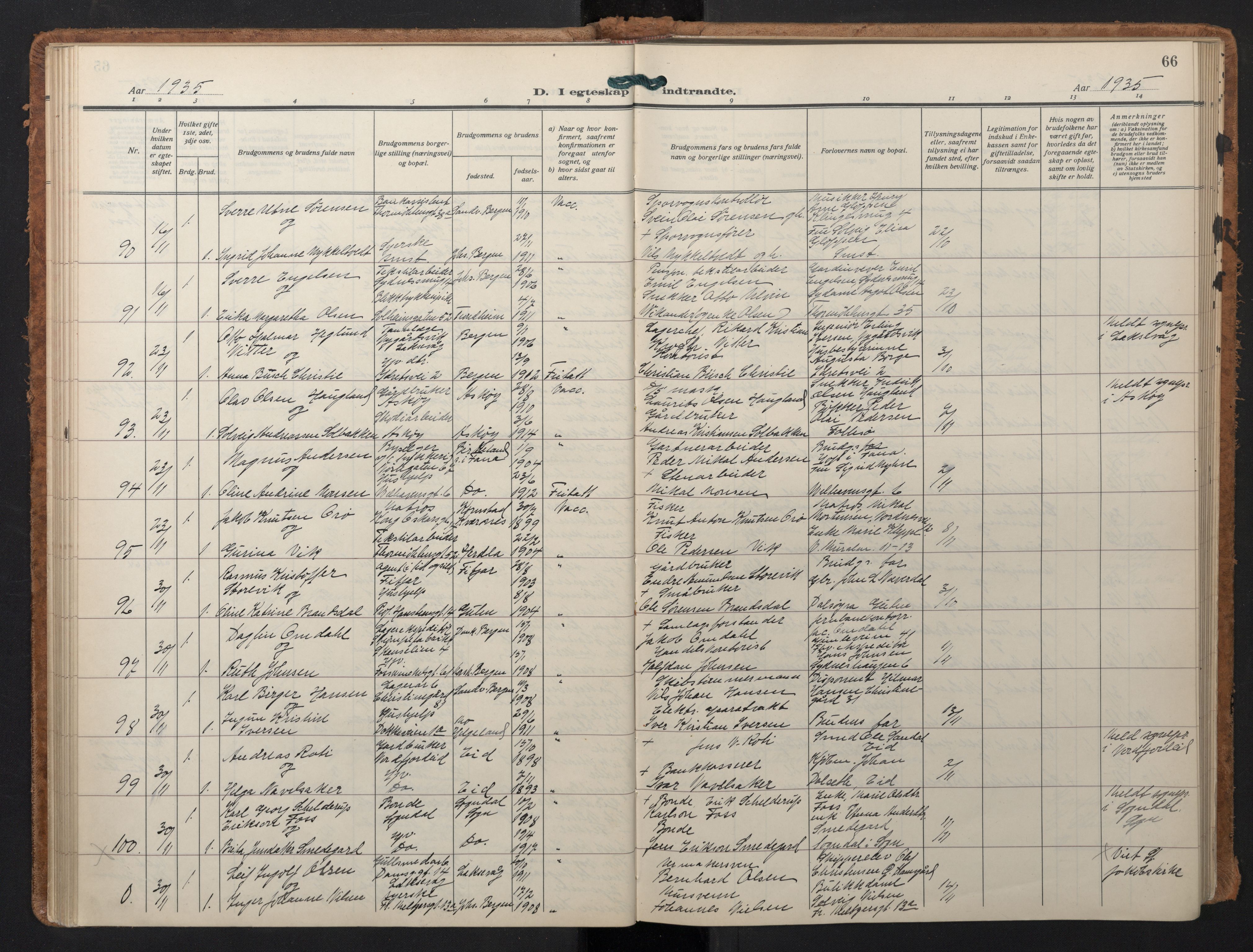 Johanneskirken sokneprestembete, SAB/A-76001/H/Hab: Parish register (copy) no. C 3, 1929-1949, p. 65b-66a