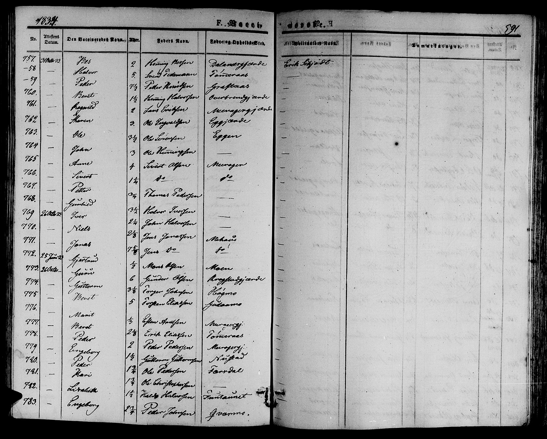 Ministerialprotokoller, klokkerbøker og fødselsregistre - Nord-Trøndelag, SAT/A-1458/709/L0072: Parish register (official) no. 709A12, 1833-1844, p. 591