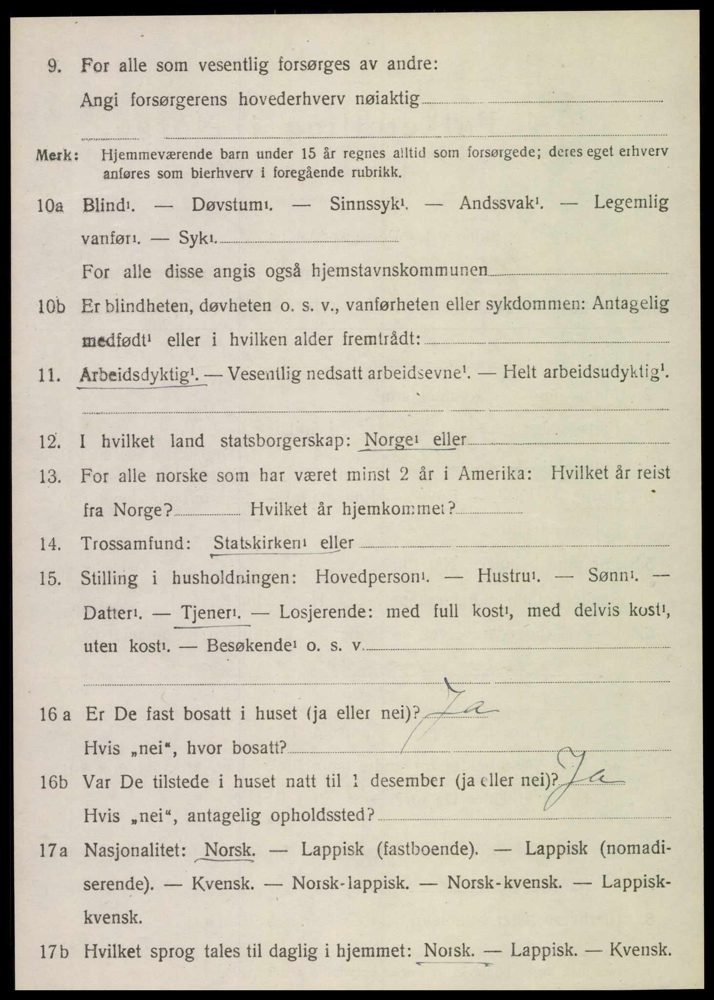 SAT, 1920 census for Sparbu, 1920, p. 4958