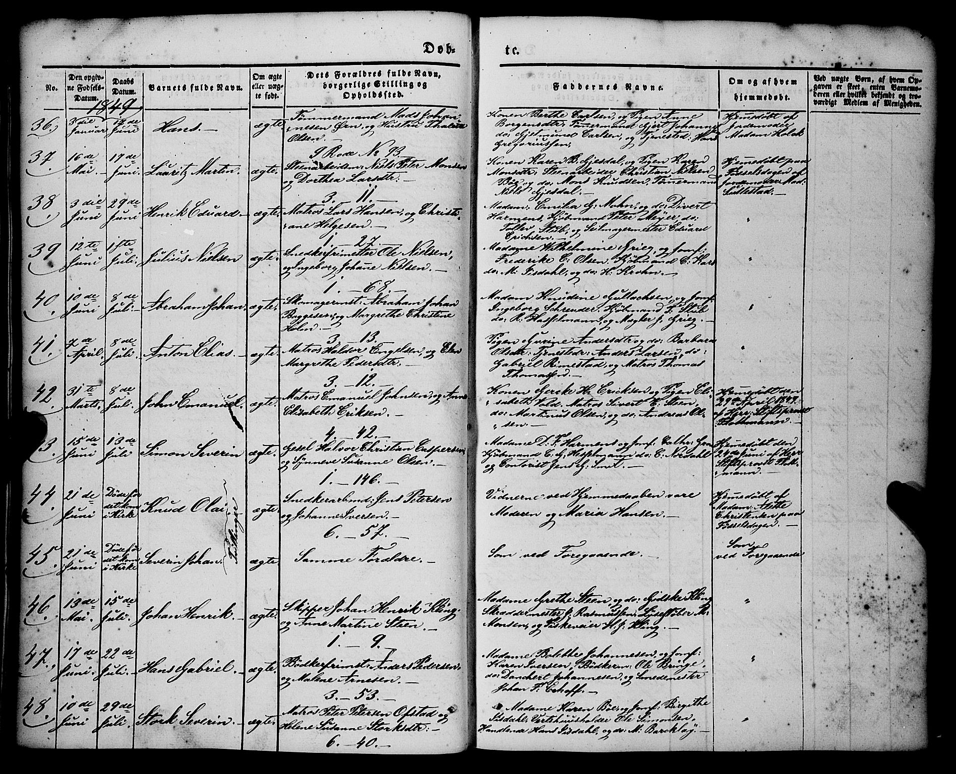 Nykirken Sokneprestembete, AV/SAB-A-77101/H/Haa/L0014: Parish register (official) no. B 1, 1844-1858, p. 44