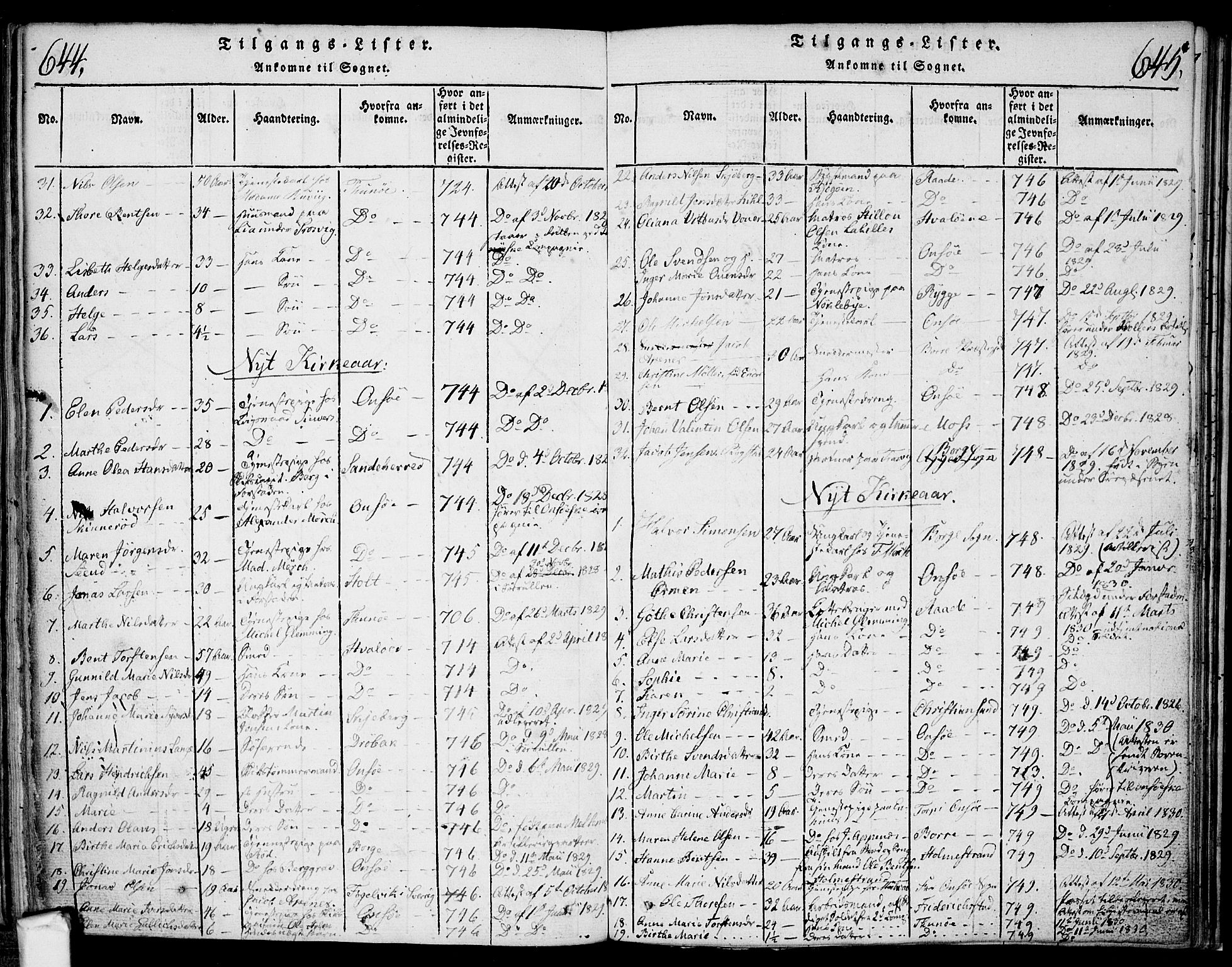 Glemmen prestekontor Kirkebøker, SAO/A-10908/F/Fa/L0004: Parish register (official) no. 4, 1816-1838, p. 644-645
