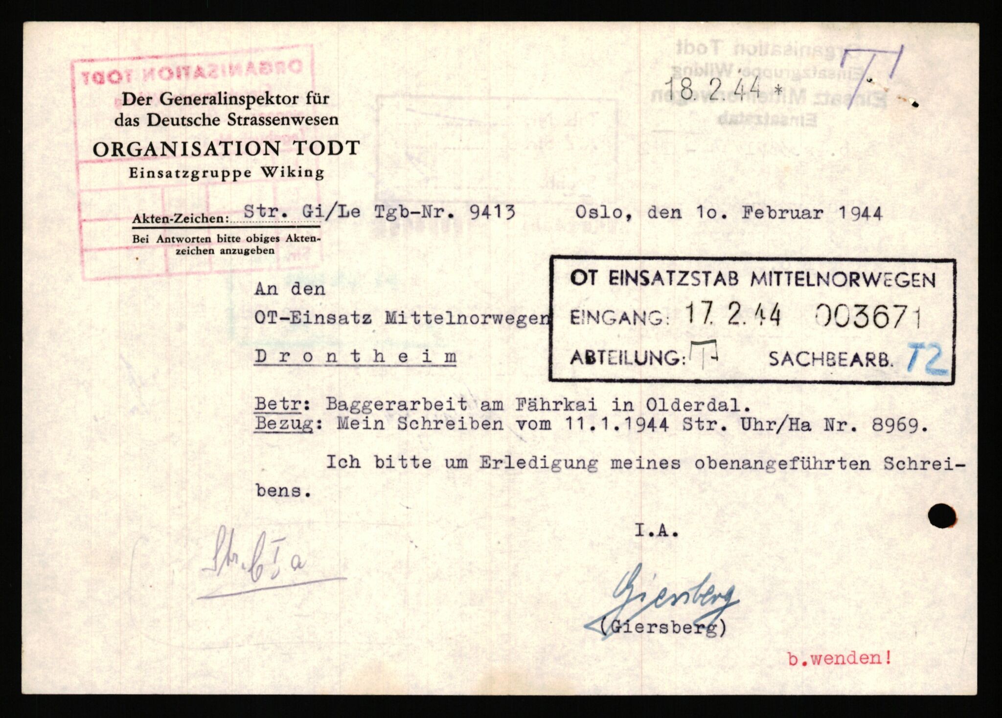 Tyske arkiver, Organisation Todt (OT), Einsatzgruppe Wiking, AV/RA-RAFA-2188/1/E/E2/E2d/L0023: Fähren und Anlegen, 1942-1944, p. 72