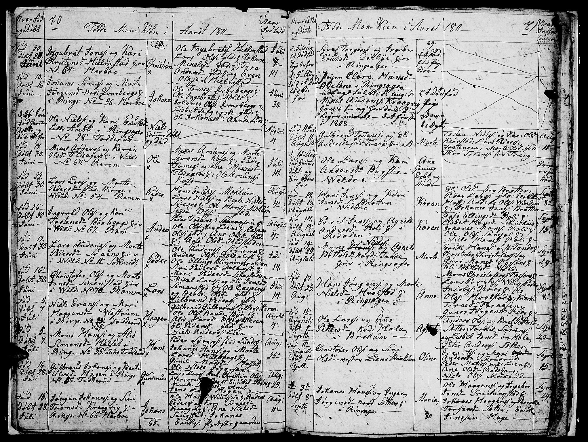 Ringsaker prestekontor, AV/SAH-PREST-014/I/Ia/L0005/0008: Parish register draft no. 5.8, 1807-1811, p. 70-71