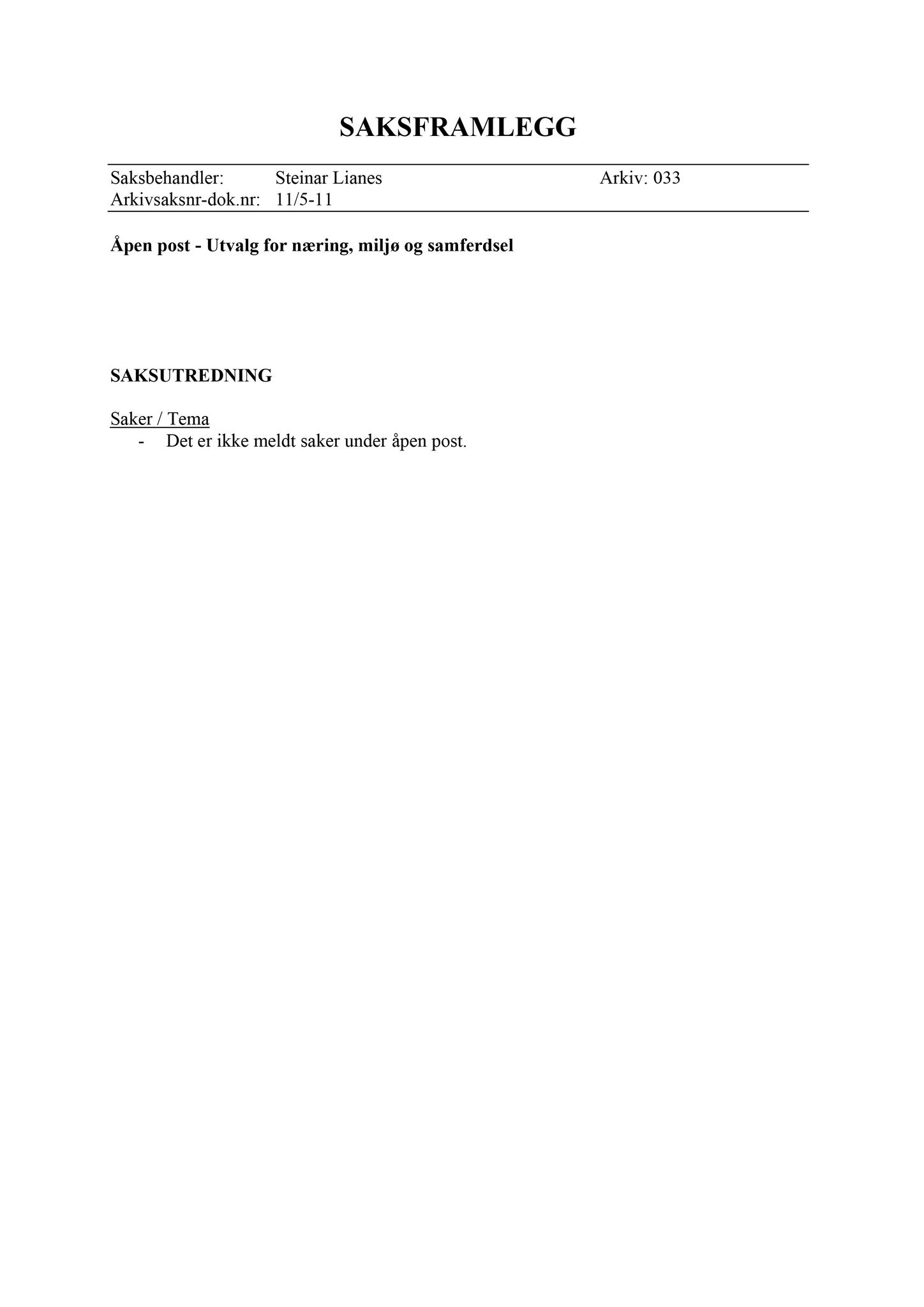 Klæbu Kommune, TRKO/KK/13-NMS/L004: Utvalg for næring, miljø og samferdsel, 2011, p. 581