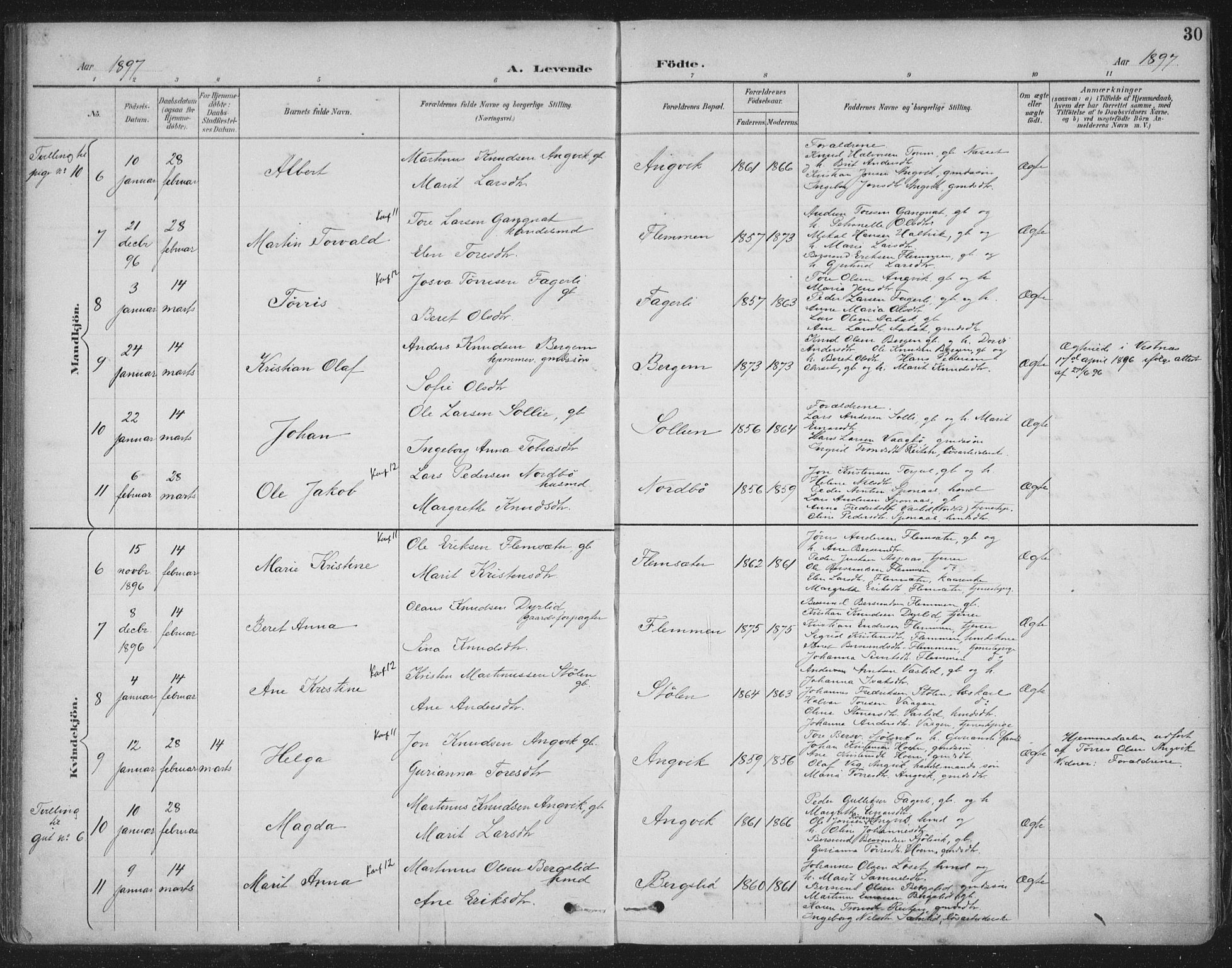 Ministerialprotokoller, klokkerbøker og fødselsregistre - Møre og Romsdal, AV/SAT-A-1454/586/L0988: Parish register (official) no. 586A14, 1893-1905, p. 30