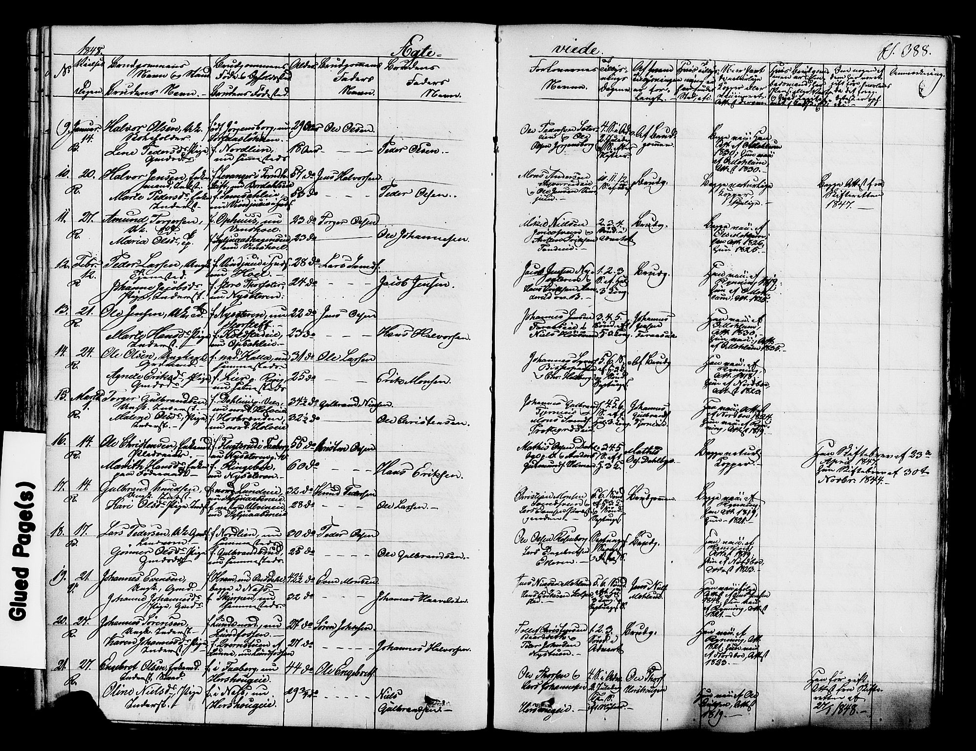 Ringsaker prestekontor, AV/SAH-PREST-014/K/Ka/L0008: Parish register (official) no. 8, 1837-1850, p. 388
