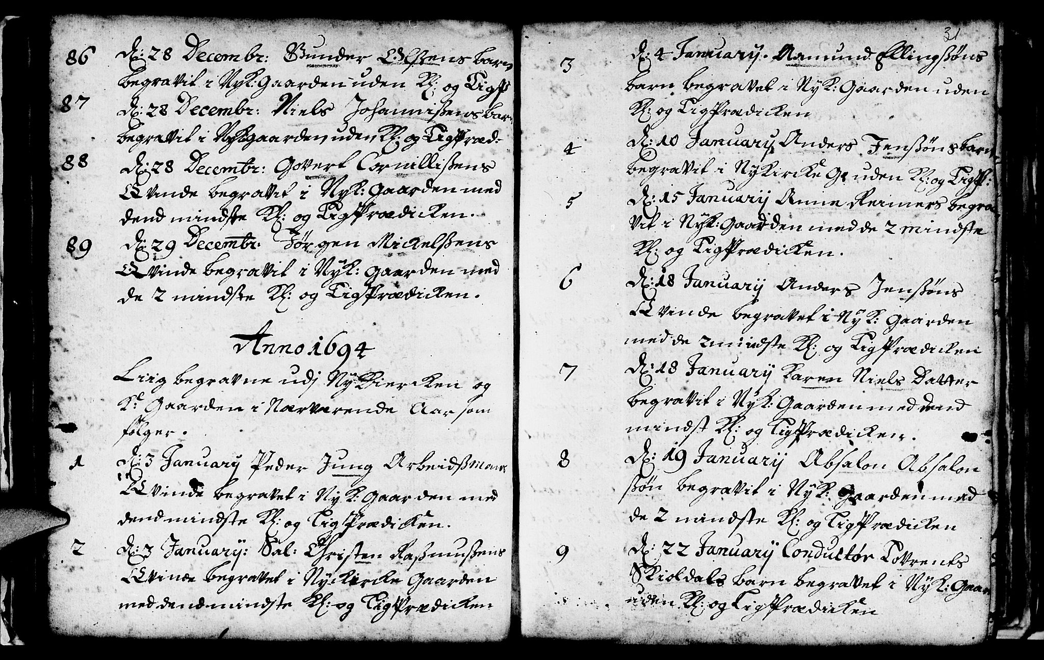 Nykirken Sokneprestembete, AV/SAB-A-77101/H/Haa/L0009: Parish register (official) no. A 9, 1689-1759, p. 31