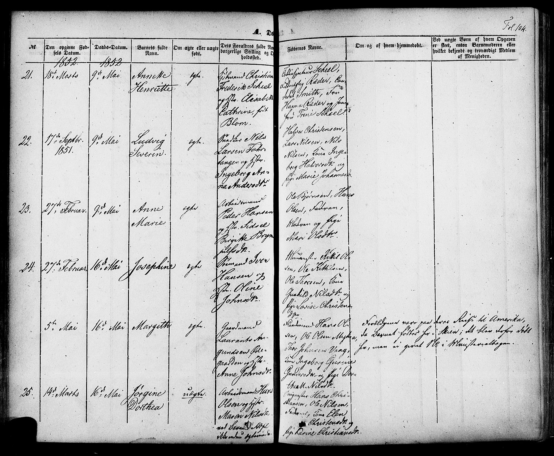 Skien kirkebøker, AV/SAKO-A-302/F/Fa/L0006a: Parish register (official) no. 6A, 1843-1856, p. 104