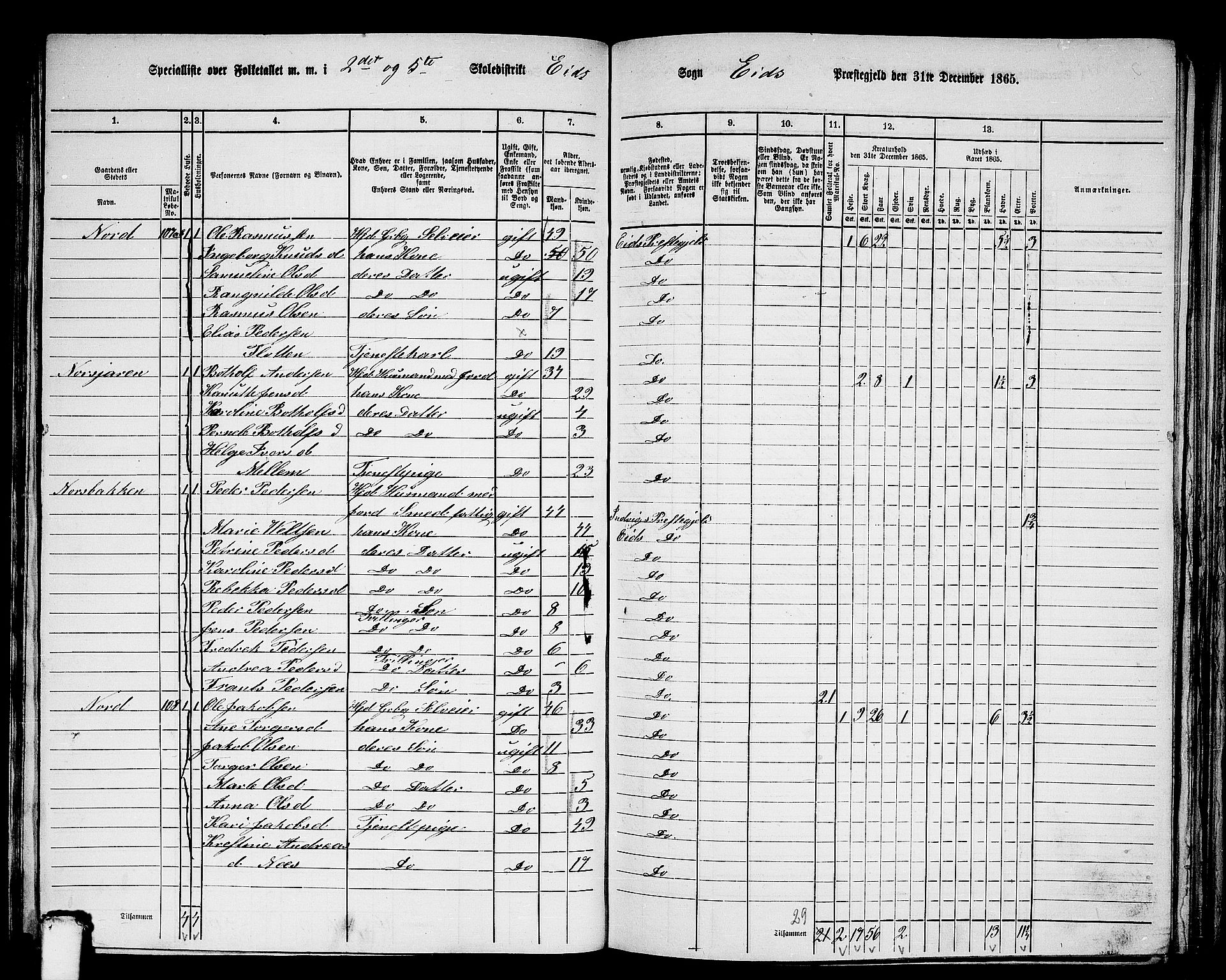 RA, 1865 census for Eid, 1865, p. 114