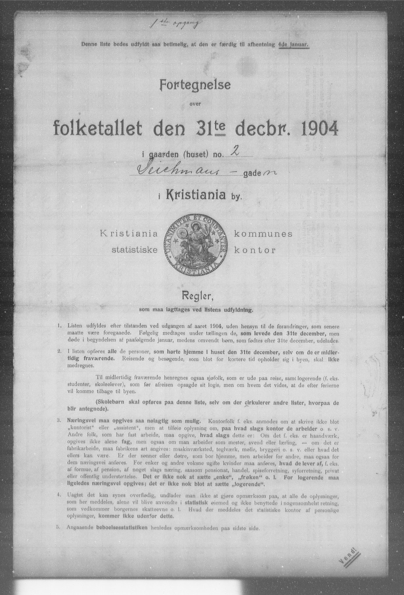 OBA, Municipal Census 1904 for Kristiania, 1904, p. 3103