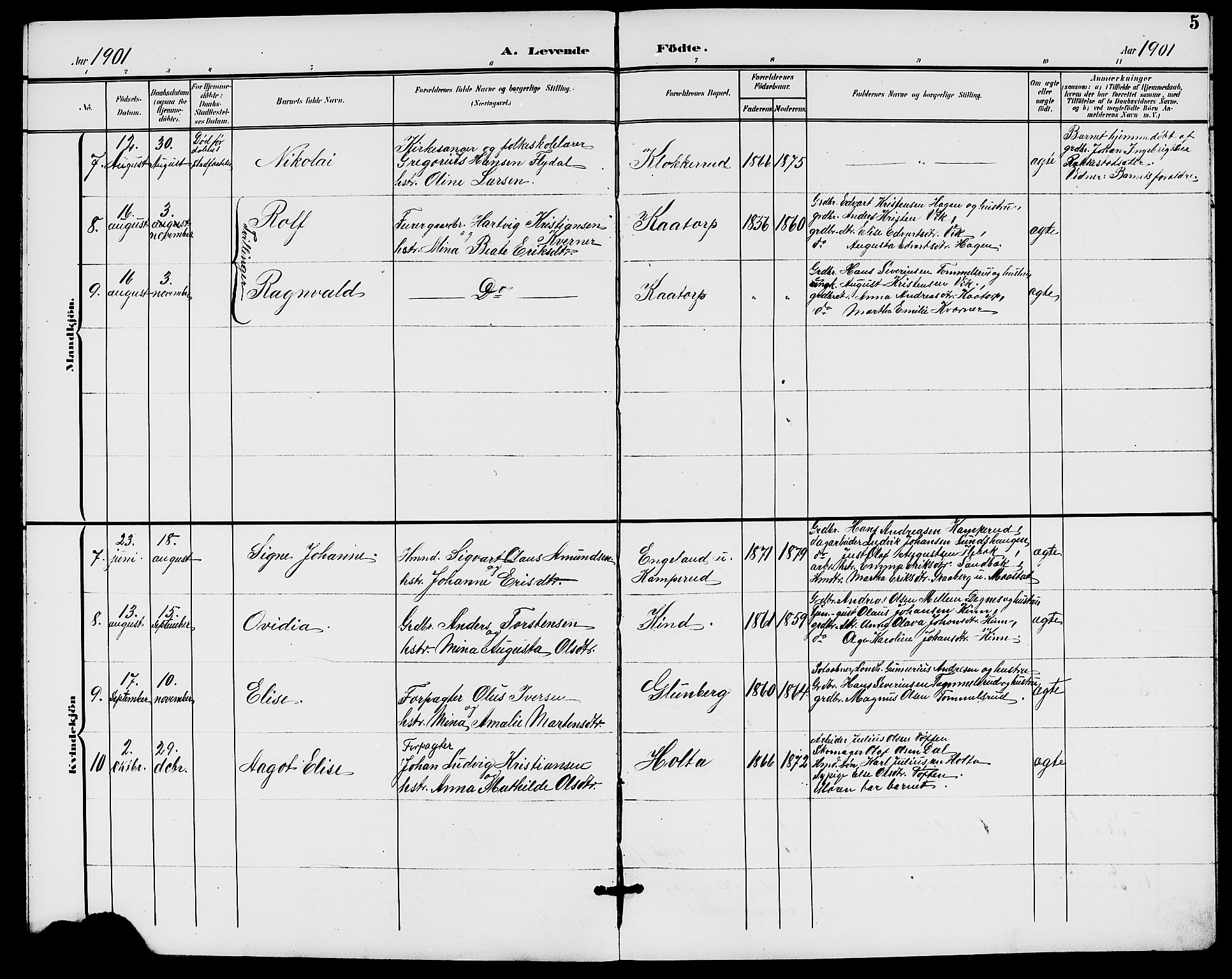 Rødenes prestekontor Kirkebøker, AV/SAO-A-2005/G/Ga/L0002: Parish register (copy) no. I 2, 1901-1910, p. 5