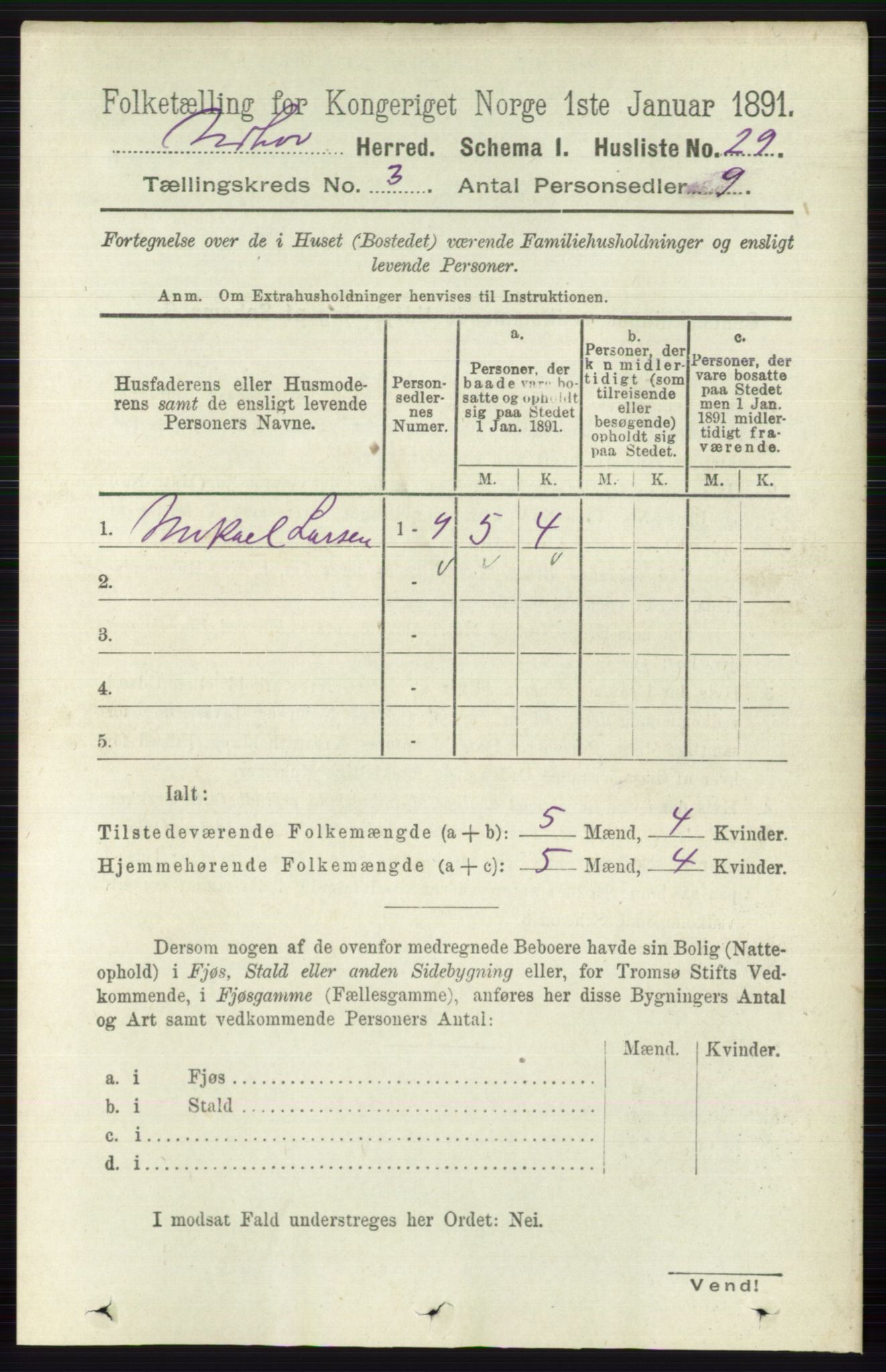 RA, 1891 census for 0613 Norderhov, 1891, p. 1189