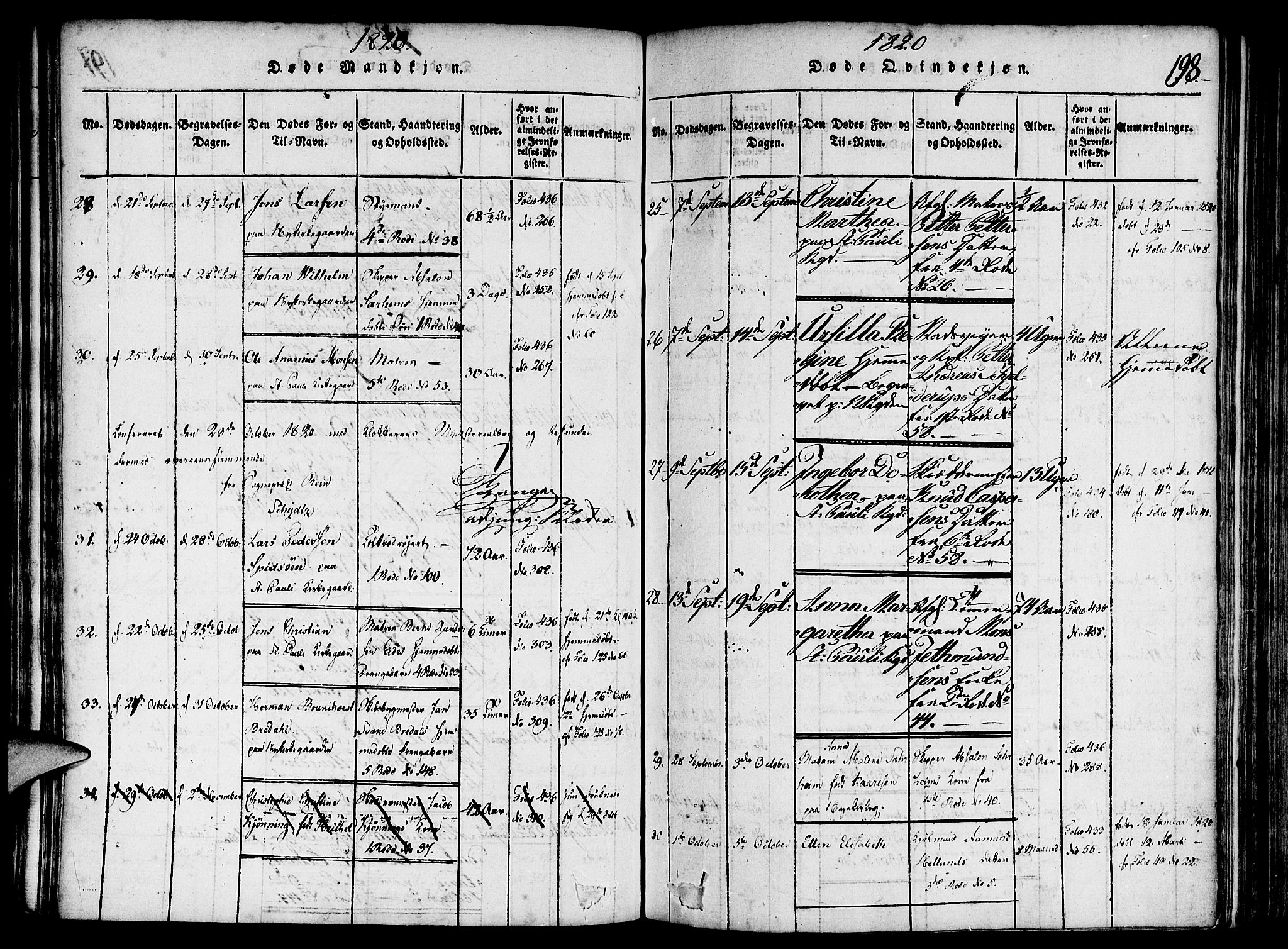 Nykirken Sokneprestembete, AV/SAB-A-77101/H/Haa/L0011: Parish register (official) no. A 11, 1816-1821, p. 198