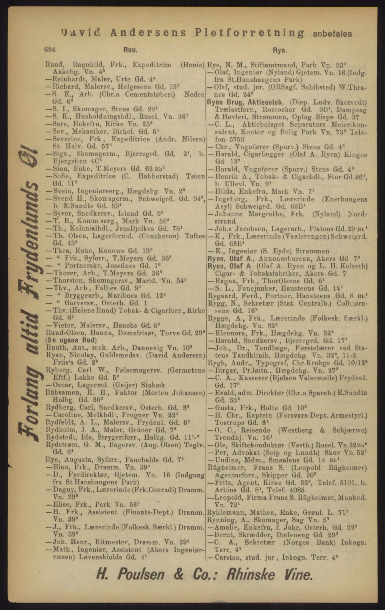 Kristiania/Oslo adressebok, PUBL/-, 1902, p. 694