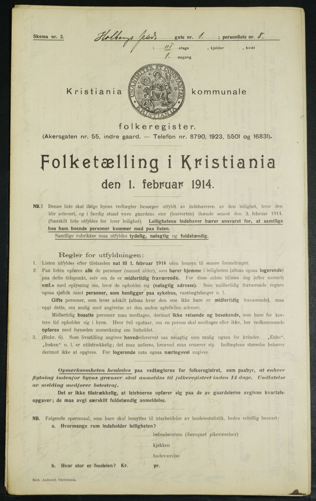 OBA, Municipal Census 1914 for Kristiania, 1914, p. 40588