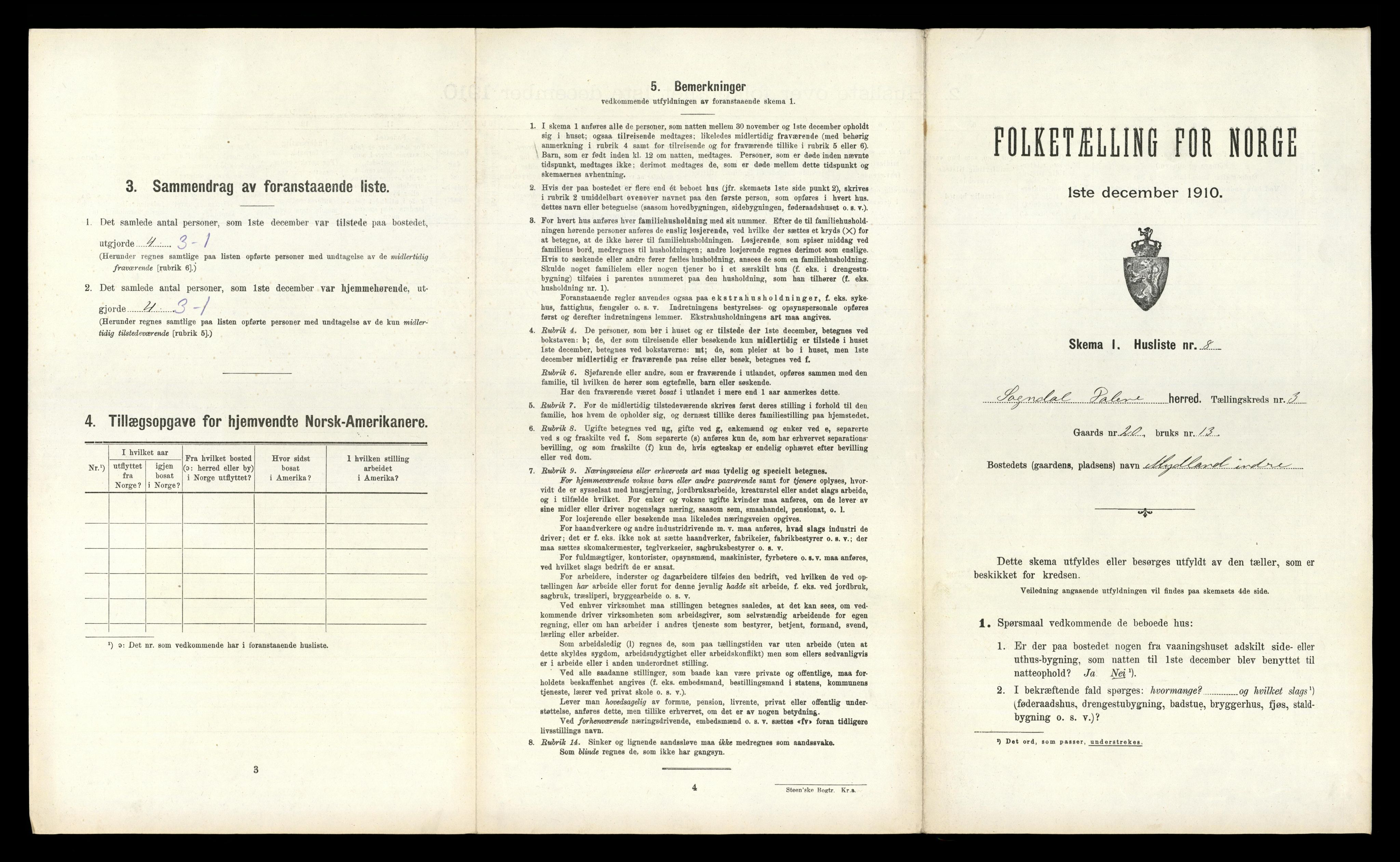 RA, 1910 census for Sokndal, 1910, p. 200