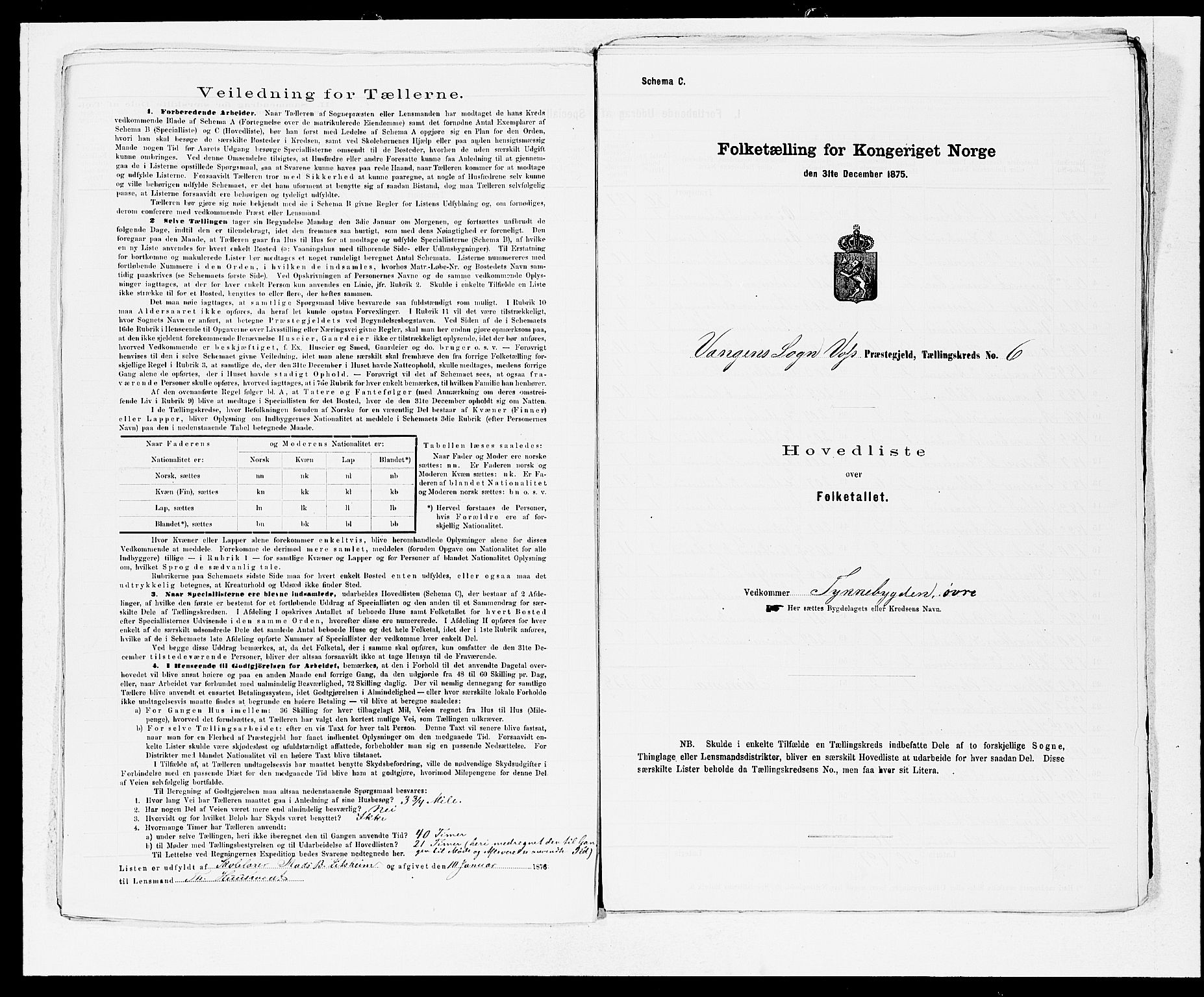 SAB, 1875 census for 1235P Voss, 1875, p. 14