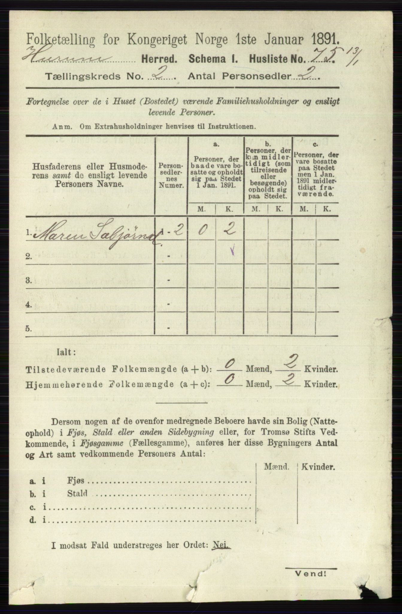 RA, 1891 census for 0628 Hurum, 1891, p. 495