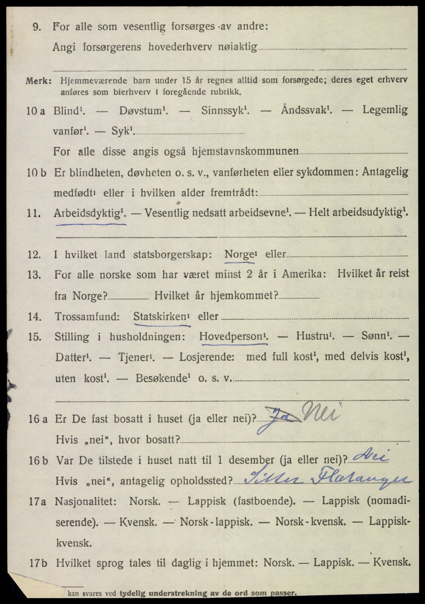 SAT, 1920 census for Flatanger, 1920, p. 1467