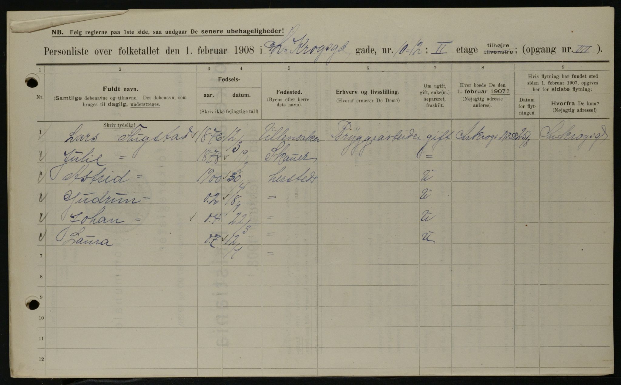 OBA, Municipal Census 1908 for Kristiania, 1908, p. 11068