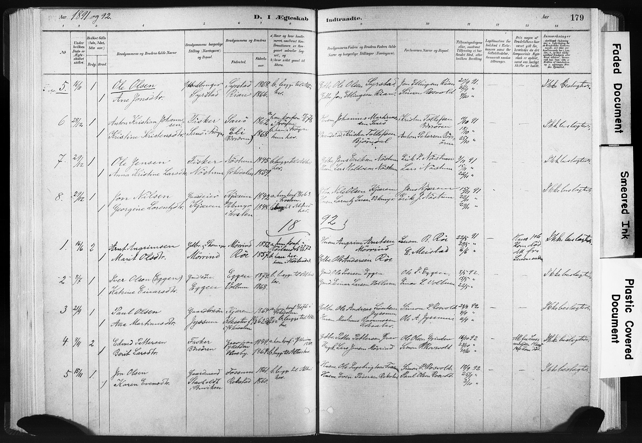 Ministerialprotokoller, klokkerbøker og fødselsregistre - Sør-Trøndelag, SAT/A-1456/665/L0773: Parish register (official) no. 665A08, 1879-1905, p. 179