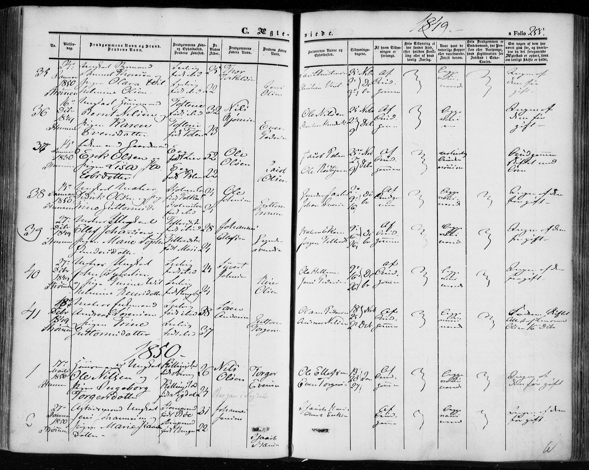 Hurum kirkebøker, SAKO/A-229/F/Fa/L0011: Parish register (official) no. 11, 1847-1860, p. 255