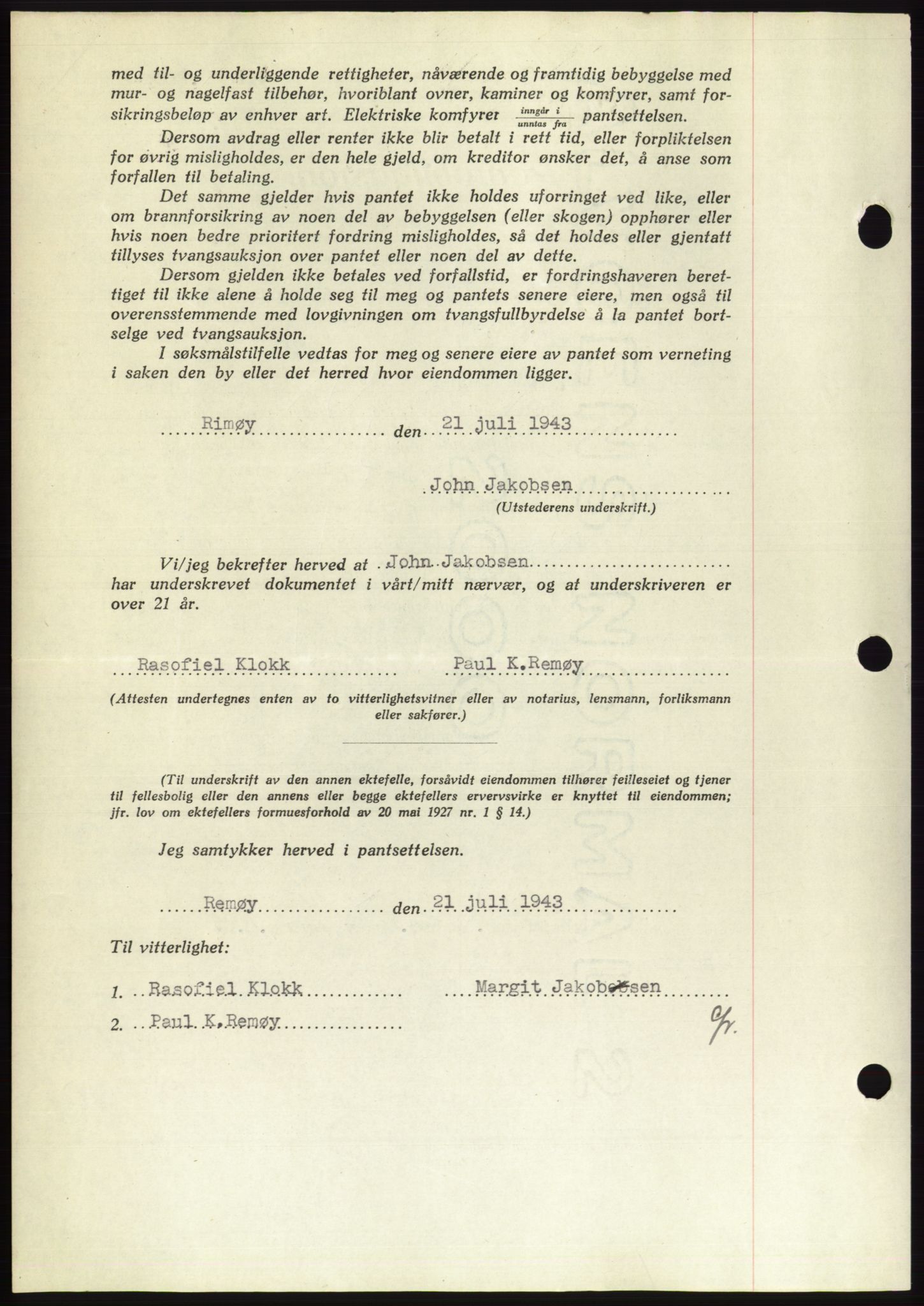 Søre Sunnmøre sorenskriveri, AV/SAT-A-4122/1/2/2C/L0114: Mortgage book no. 1-2B, 1943-1947, Diary no: : 752/1943