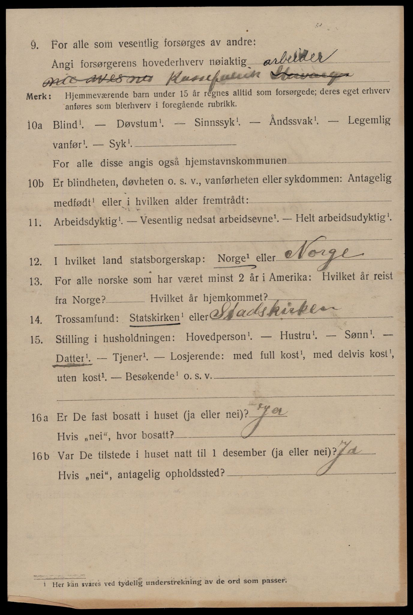 SAST, 1920 census for Stavanger, 1920, p. 47063