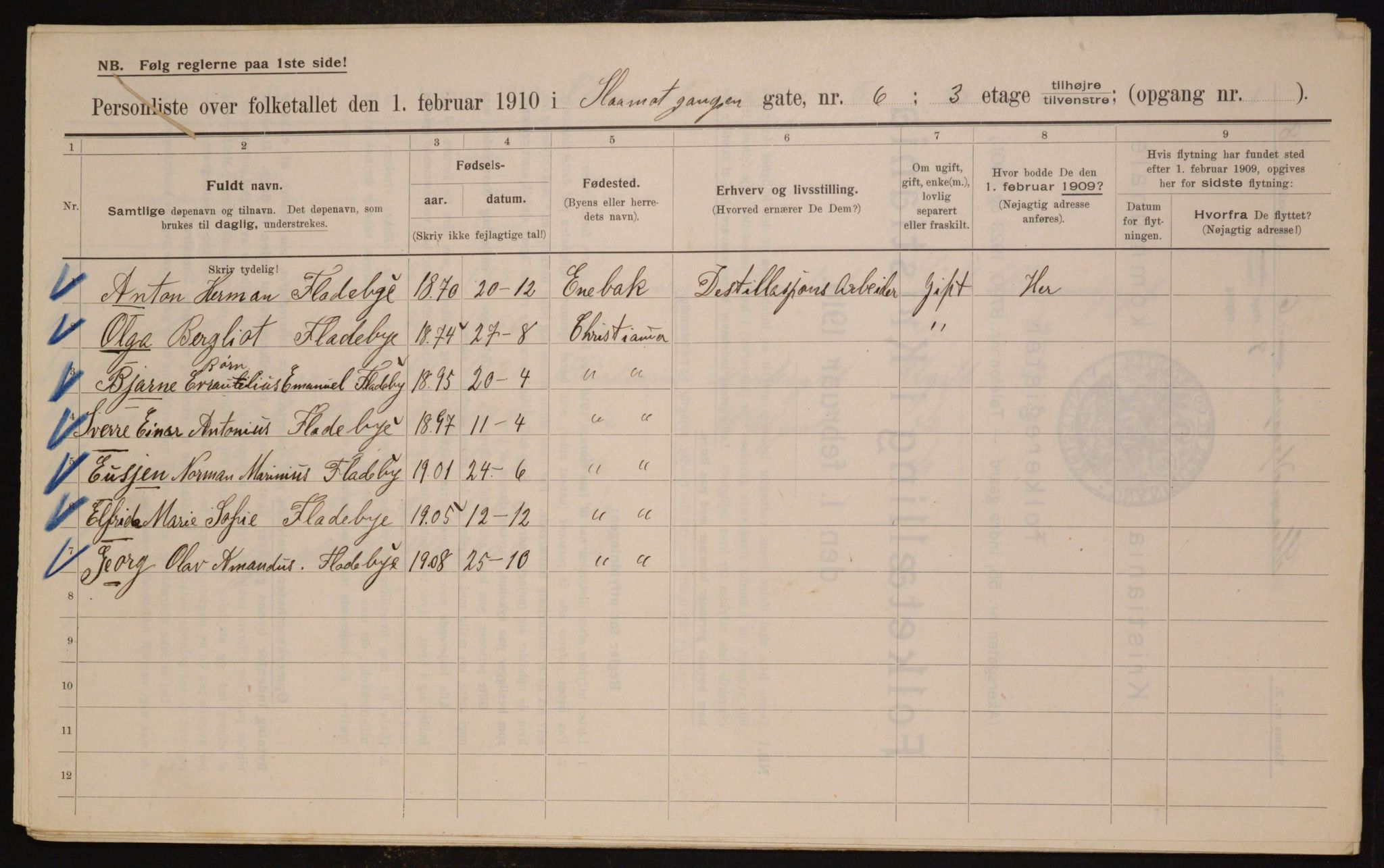 OBA, Municipal Census 1910 for Kristiania, 1910, p. 92450